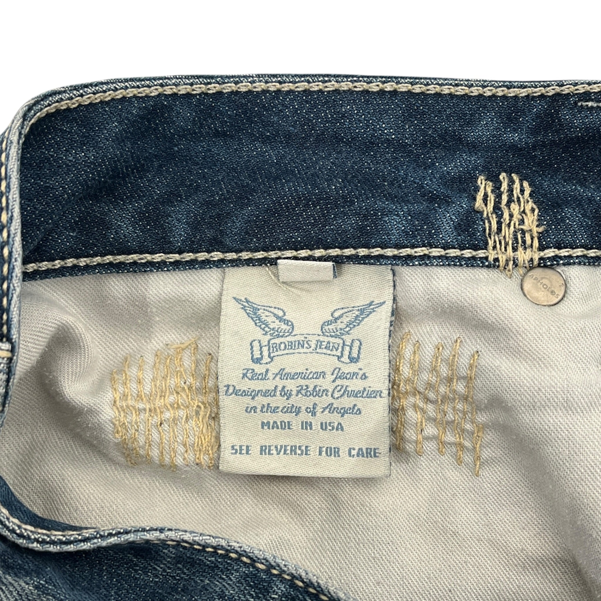 ROBIN'S JEAN/Straight Pants/34/Denim/BLU/Distressed/Graphic/Western Long Flap Studded Leg view 4