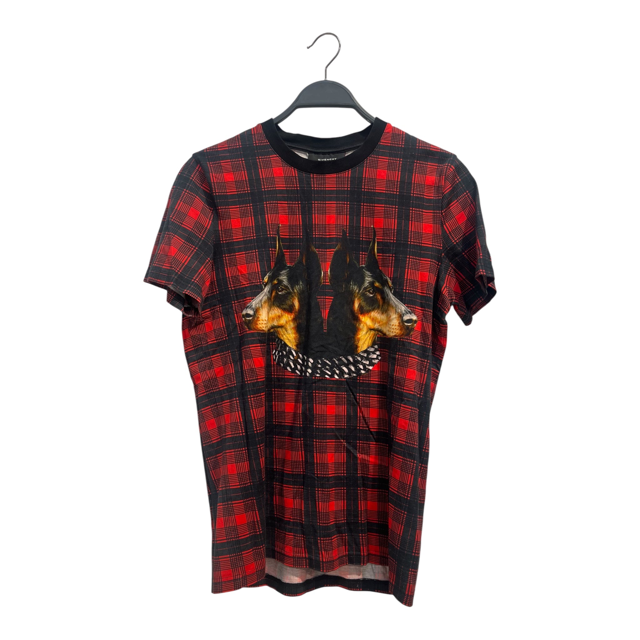 GIVENCHY/T-Shirt/M/BLK/Plaid/red black with dobermans dogs view 1