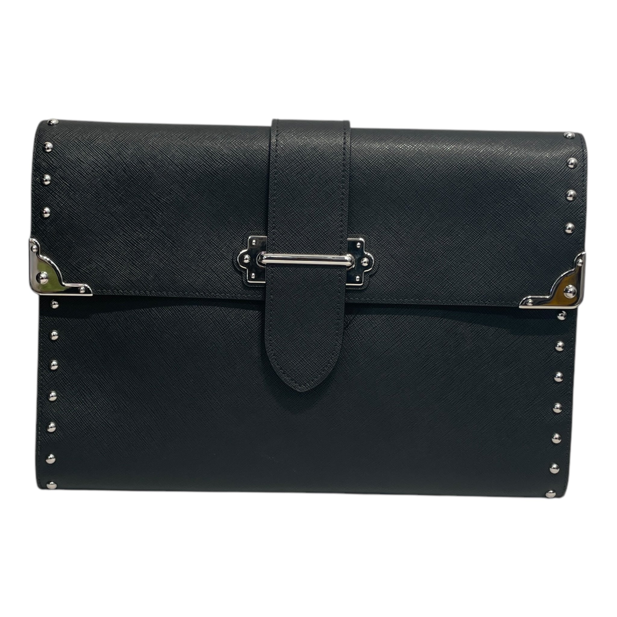 PRADA/Clutch Bag/OS/Leather/BLK/DOCUMENT CASE view 1