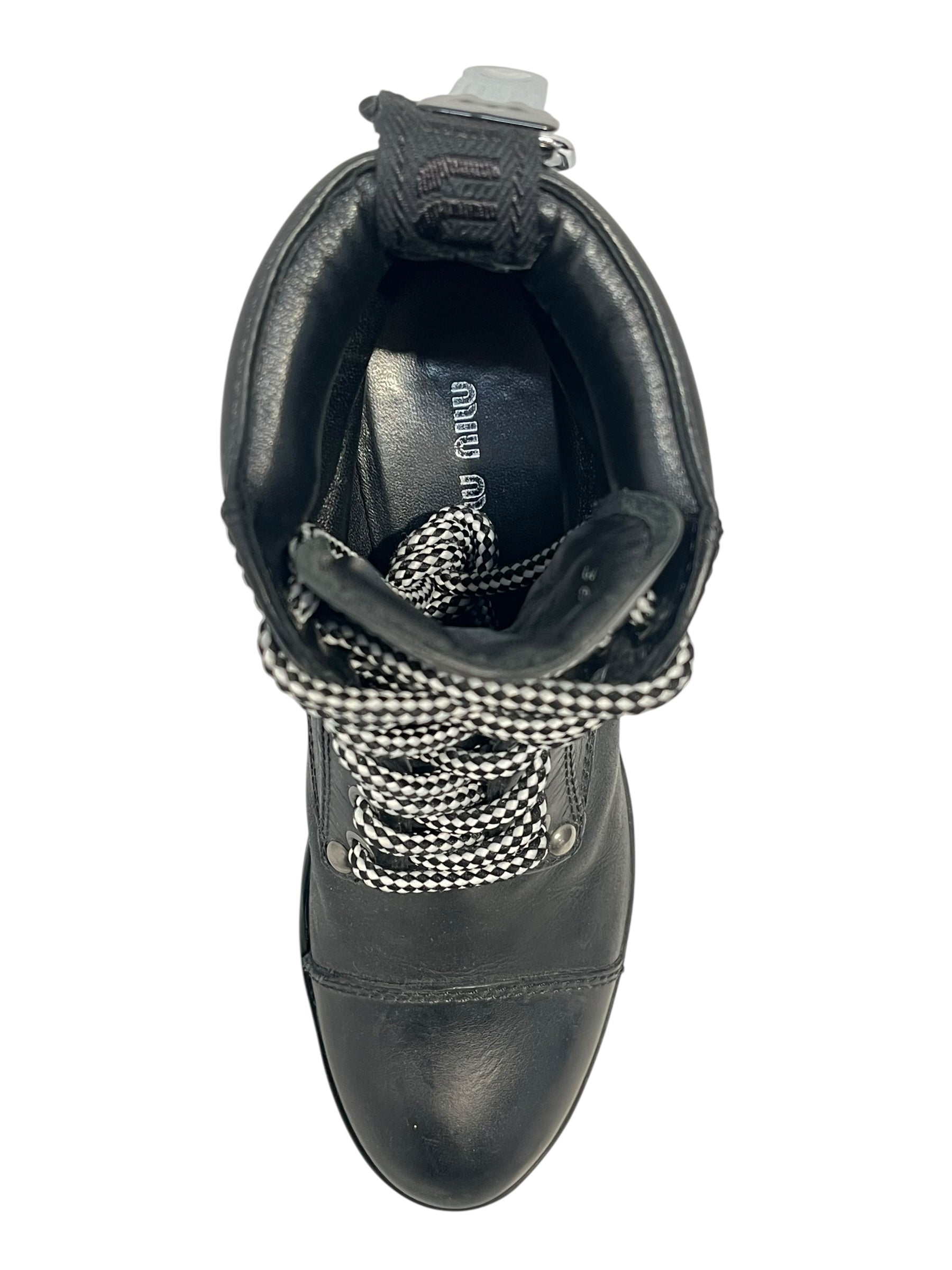MIU MIU/Boots/EU 36.5/Leather/BLK/STUDDED EMBELLISHED BOOTS view 3