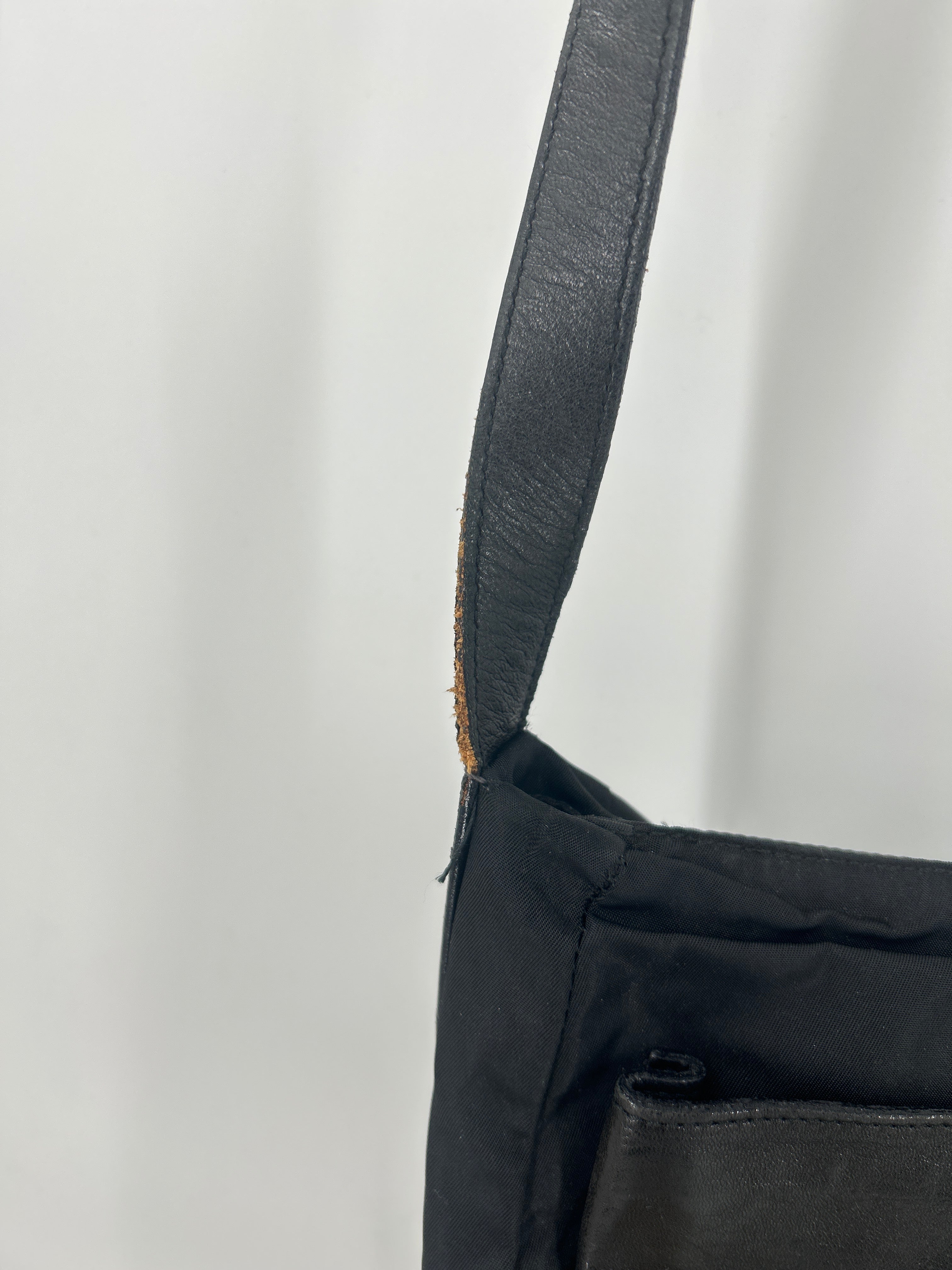 PRADA/Vitello-TrimmedTessutoGrommet/ShoulderBag/Black/Nylon/ view 9
