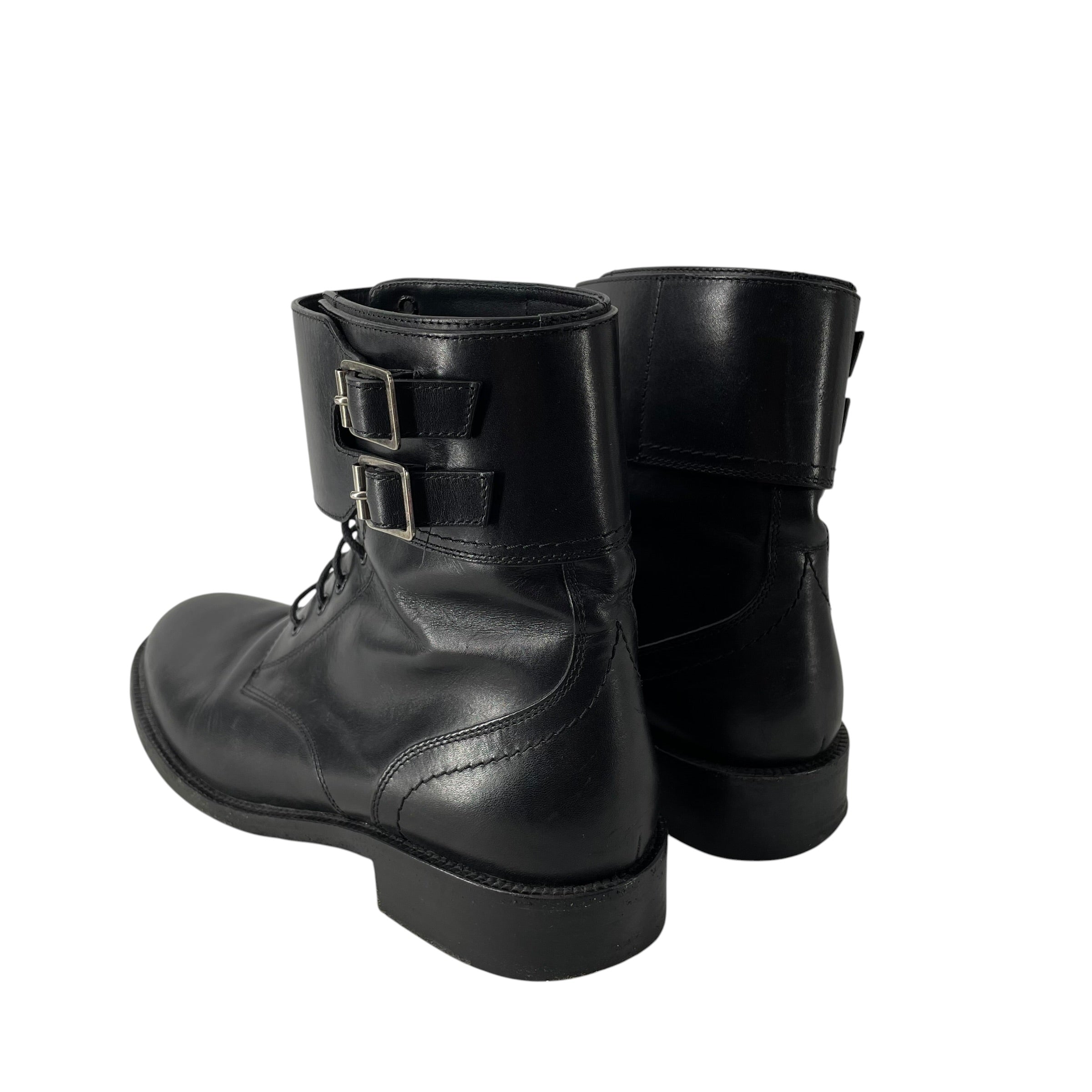 SAINT LAURENT/Biker Boots/EU 37.5/Leather/BLK/SINGLE STRAP TWO BUCKLES view 2