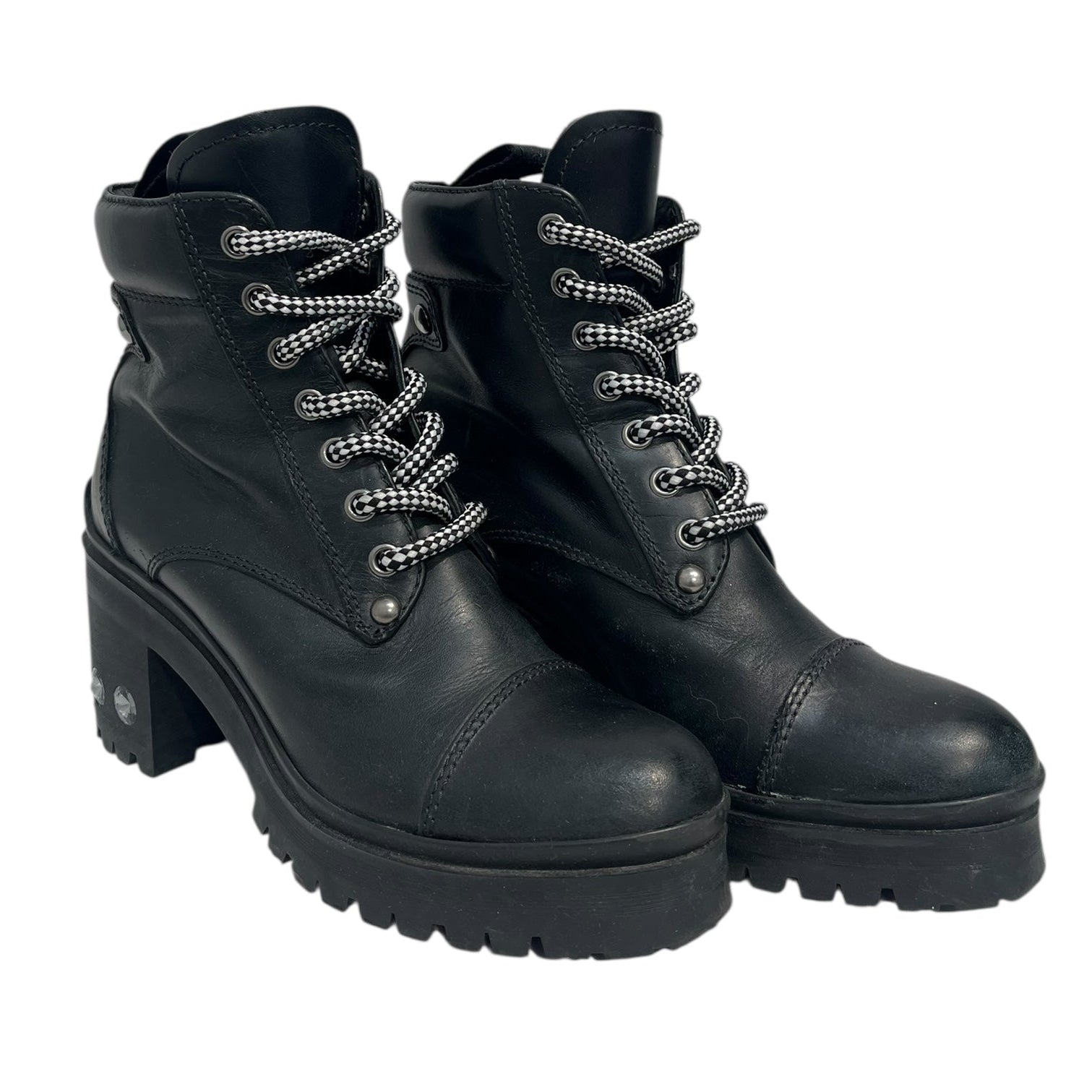 MIU MIU/Boots/EU 36.5/Leather/BLK/STUDDED EMBELLISHED BOOTS view 1