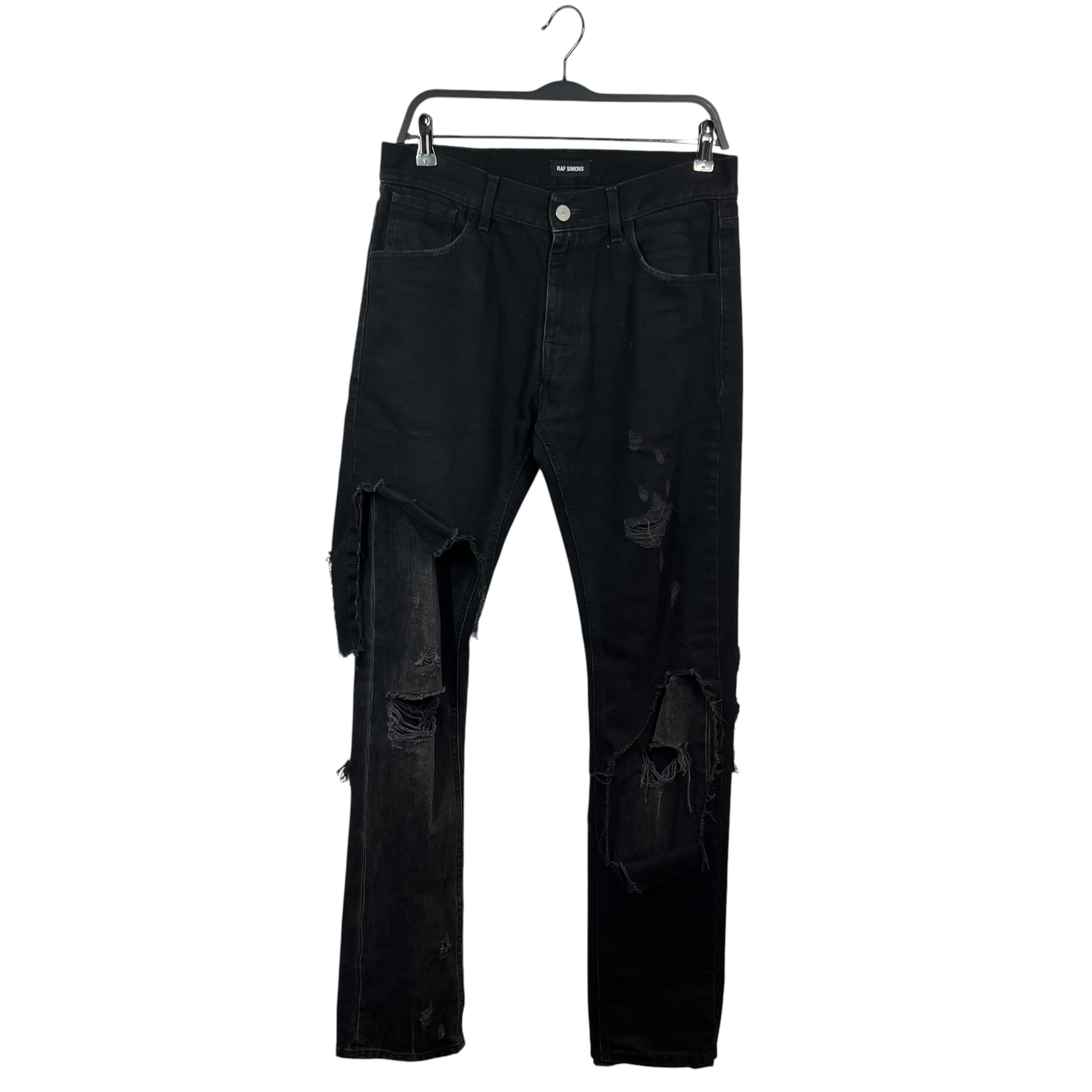 RAF SIMONS/Skinny Pants/30/Denim/BLK/DOUBLE LAYERED DESTROYED DENIM view 1