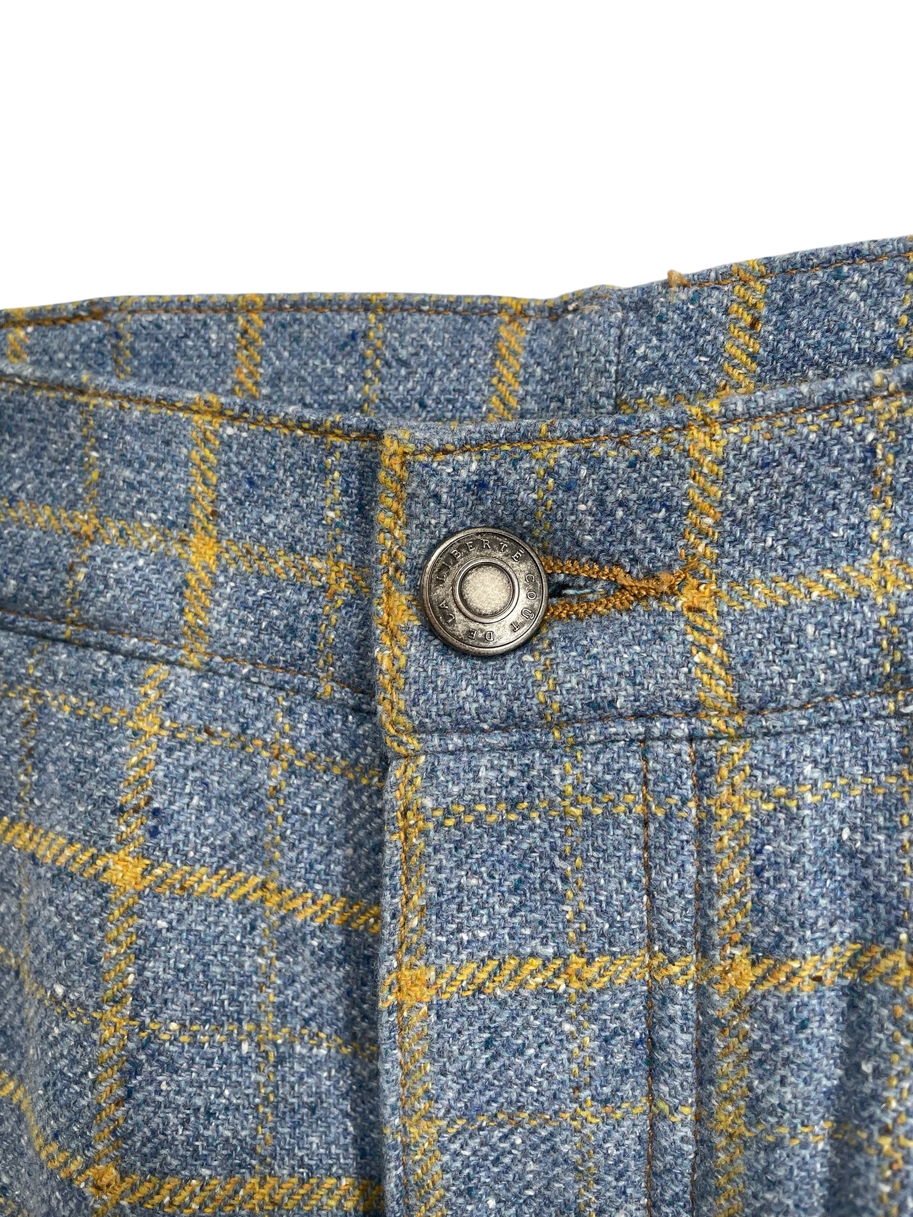 COUT DE LA LIBERTE/Bootcut Pants/30/Wool/BLU/Button Fly/Plaid/yellow plaid jimmy flare view 2