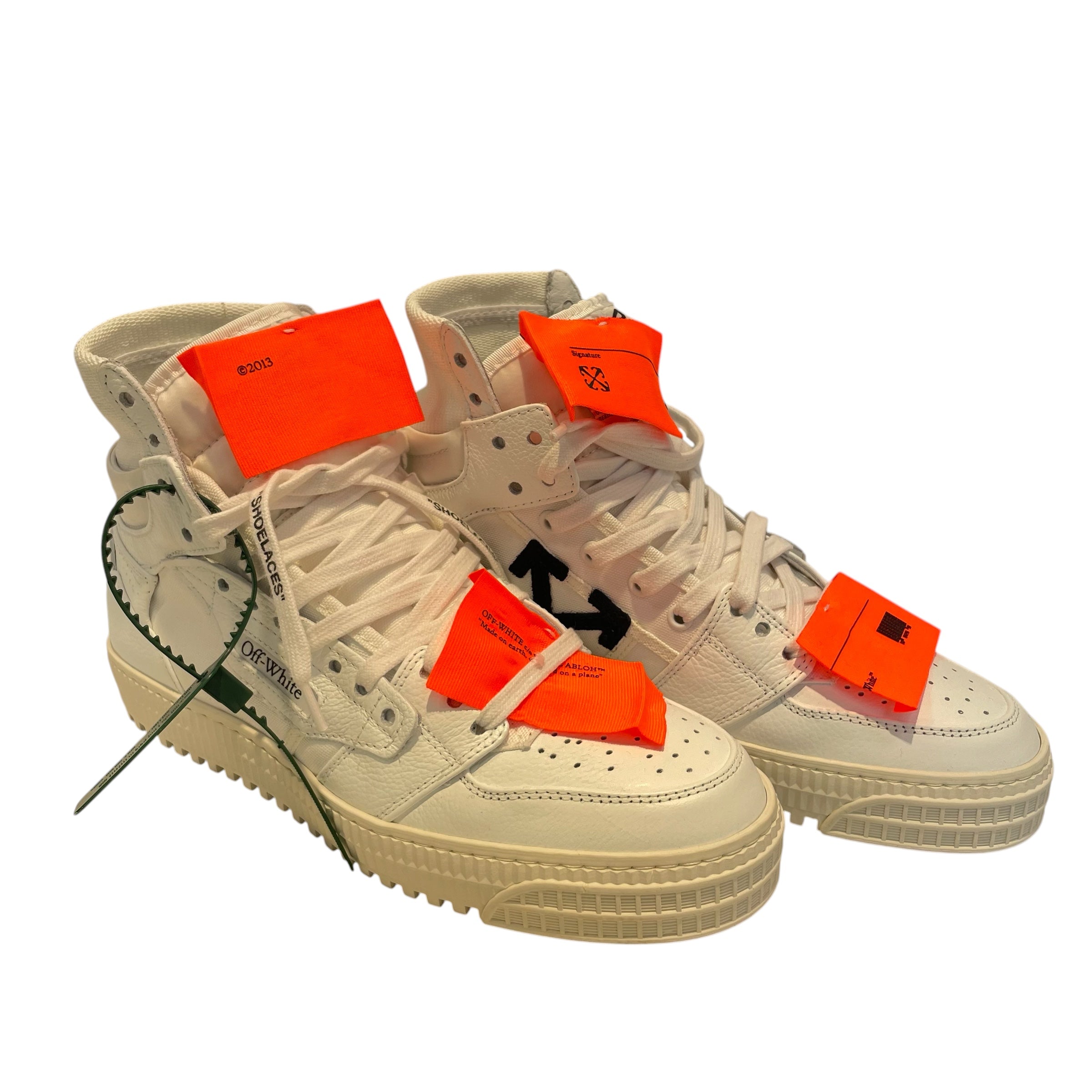 OFF-WHITE/Hi-Sneakers/EU 40/Leather/WHT/3.0 court calf orn/wht grn tag view 1