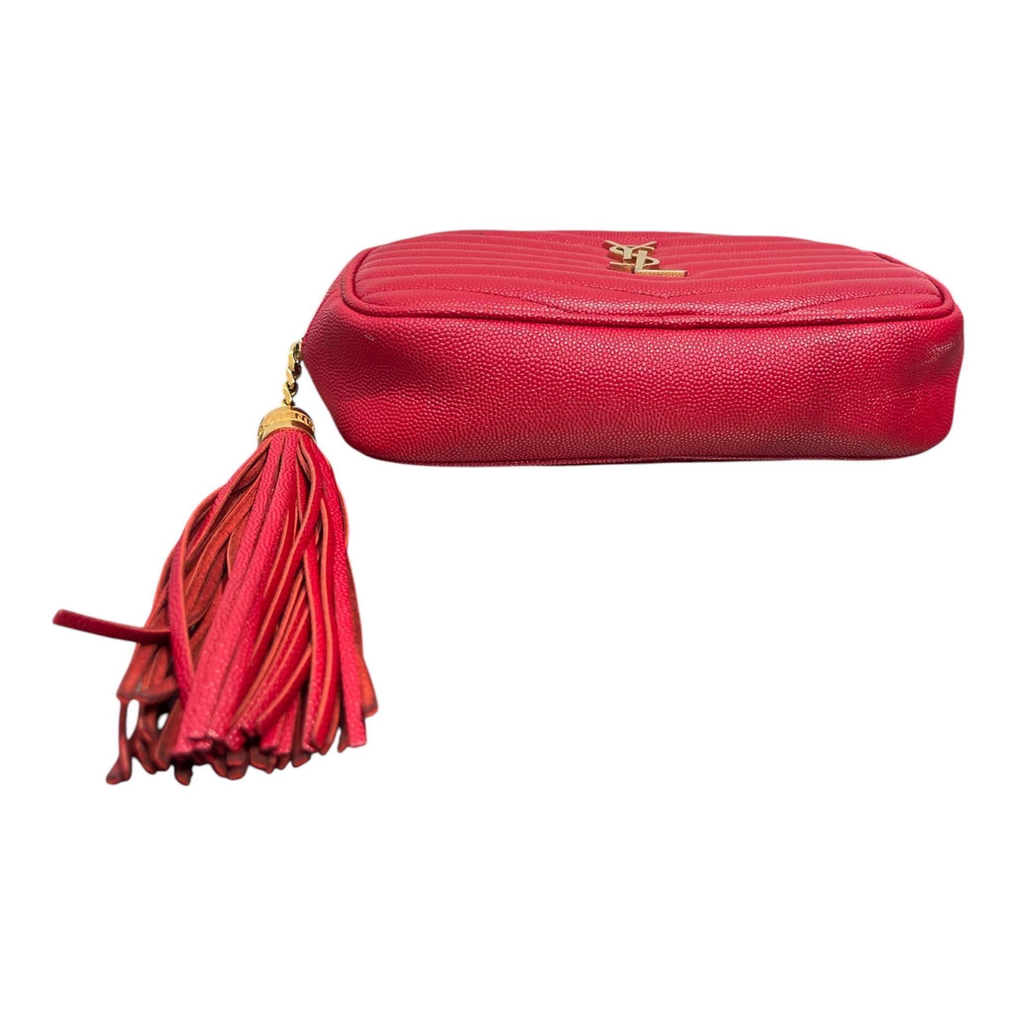 SAINT LAURENT/Cross Body Bag/Leather/RED/MINI LOU CAMERA-QUILTED-PEBBLE view 3