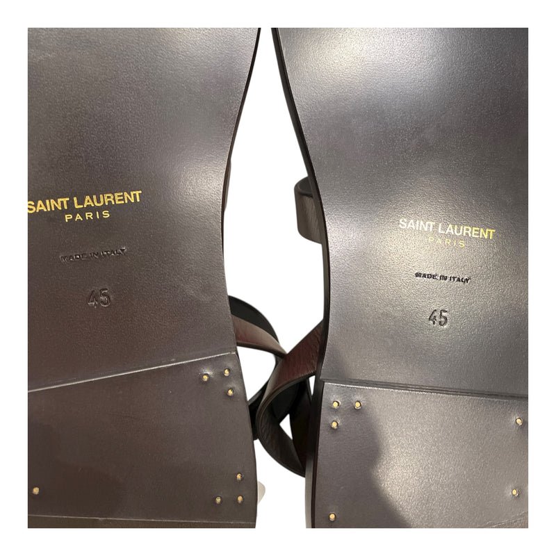 SAINT LAURENT/Sandals/EU 45/Leather/BRW/WOODEN SOLE LEATHER SANDAL