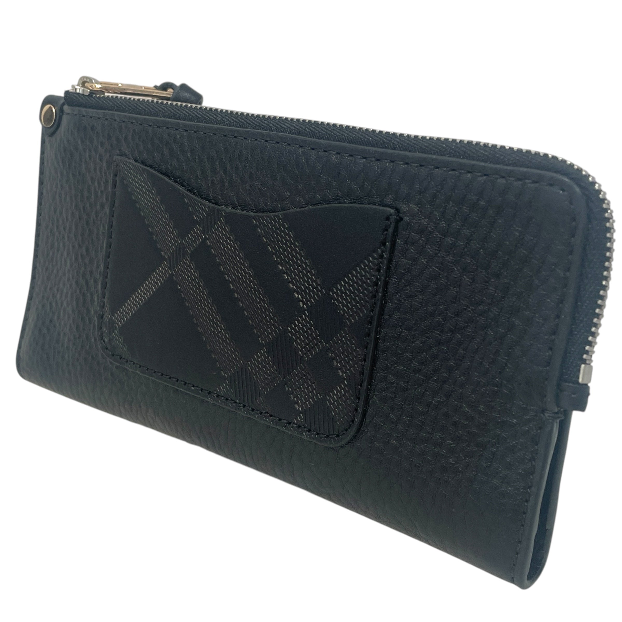BURBERRY LONDON/Long Wallet/Leather/BLK/M's/w/ black check pattern view 2