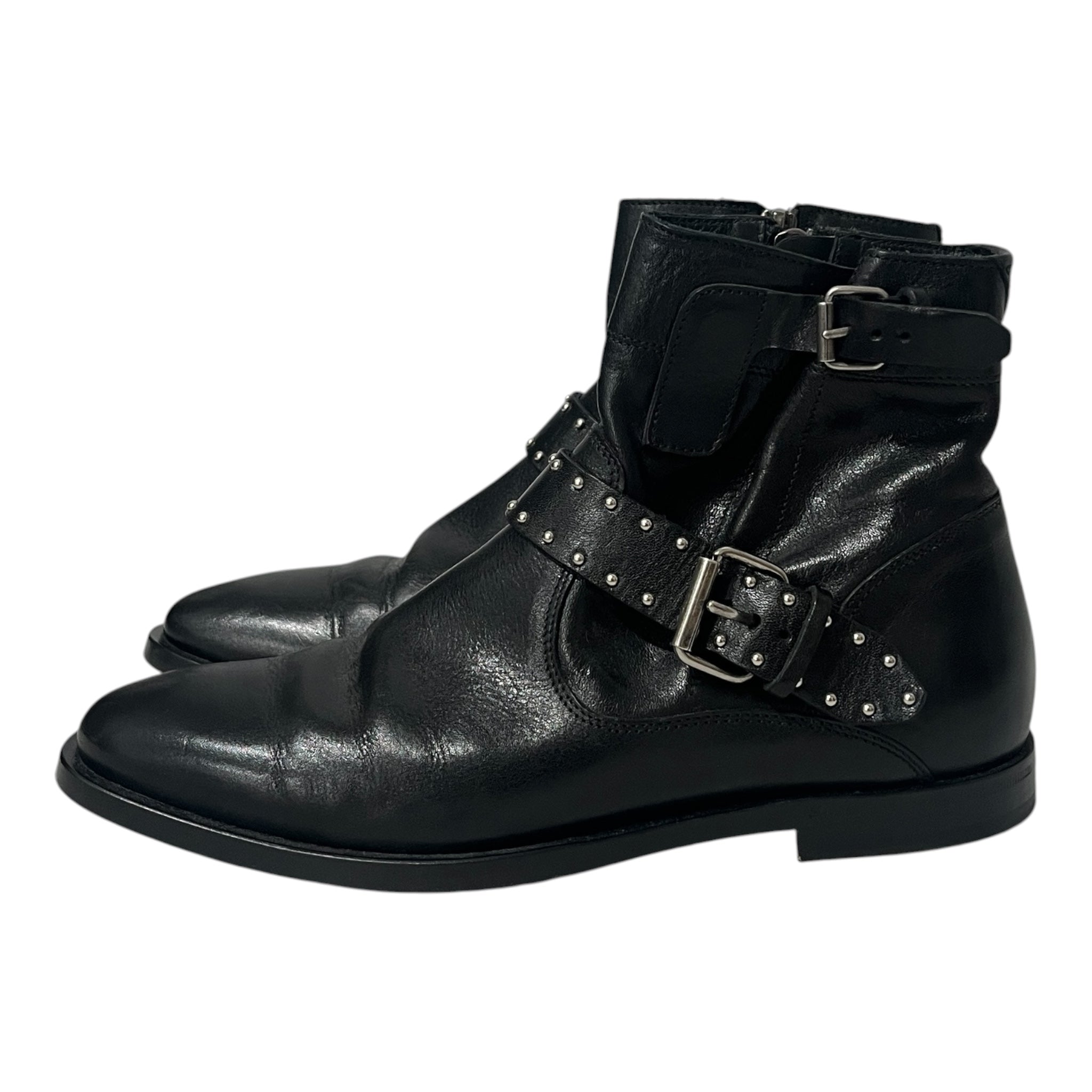 SAINT LAURENT/Ankle Boots/EU 37/Leather/BLK/STUDDED BELT DETAIL/POINT TOE view 1