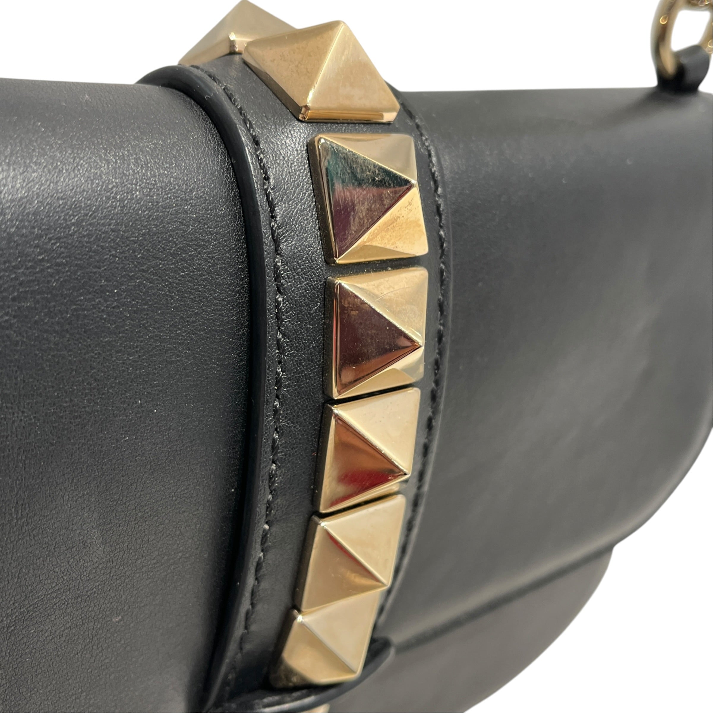 VALENTINO GARAVANI/Cross Body Bag/Leather/BLK/Glam Lock Rockstud Flap Bag view 7