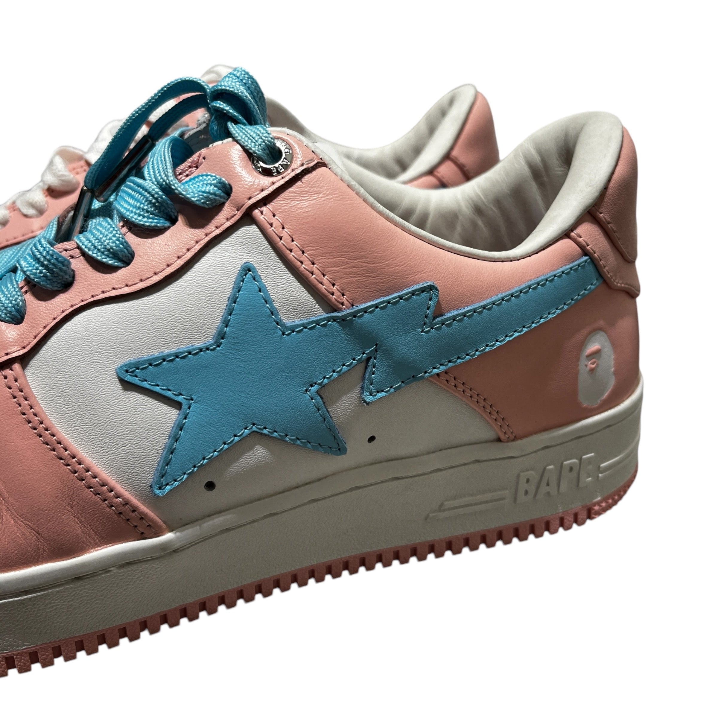 BAPE STA!/Low-Sneakers/US 9/Leather/PNK/PASTEL PINK/BLUE view 8