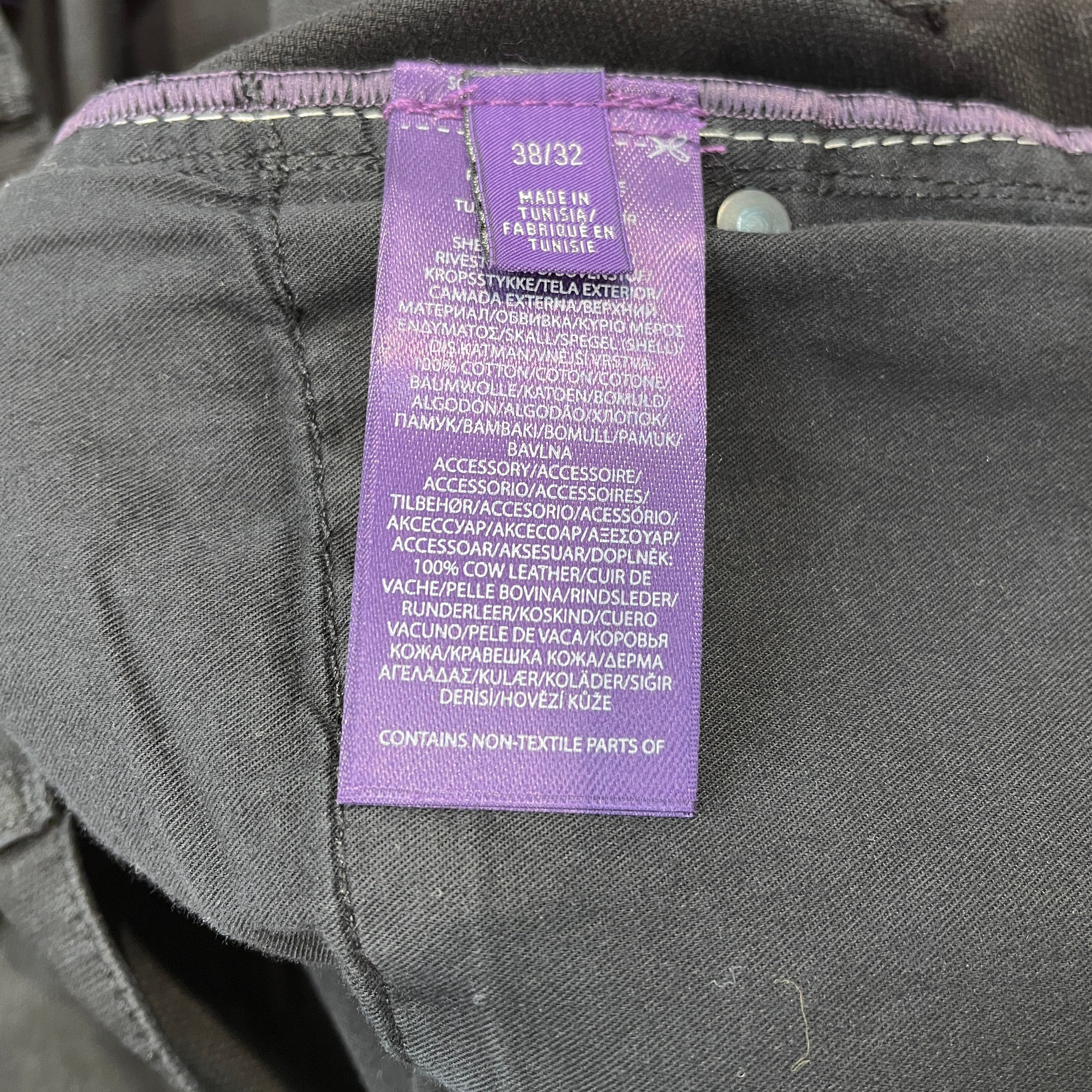 RALPH LAUREN PURPLE LABEL/Straight Pants/38/Cotton/BLK/black back tab view 5