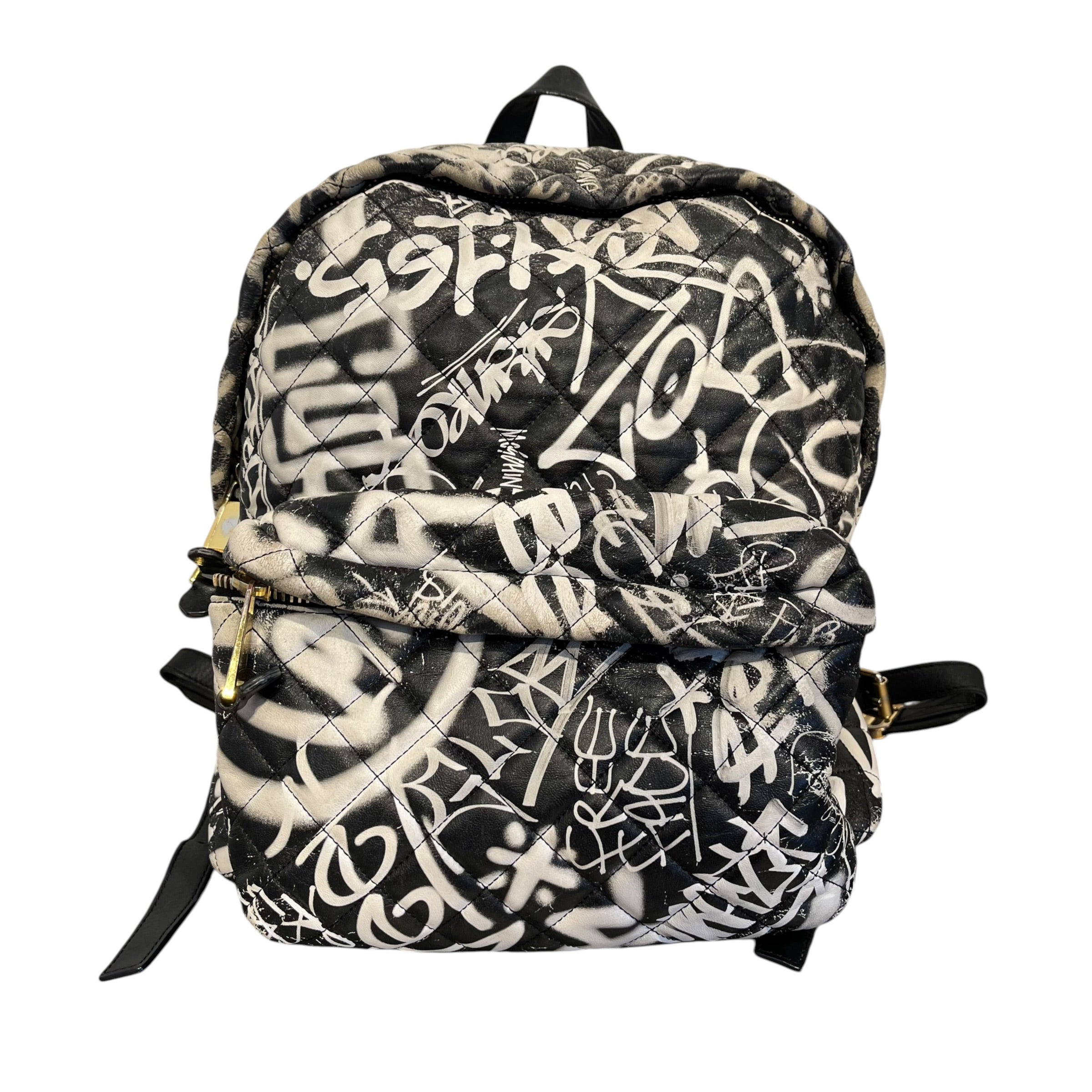 MOSCHINO/Backpack/All Over Print/Cotton/MLT/GRAFFITI BACKPACK B&W view 1