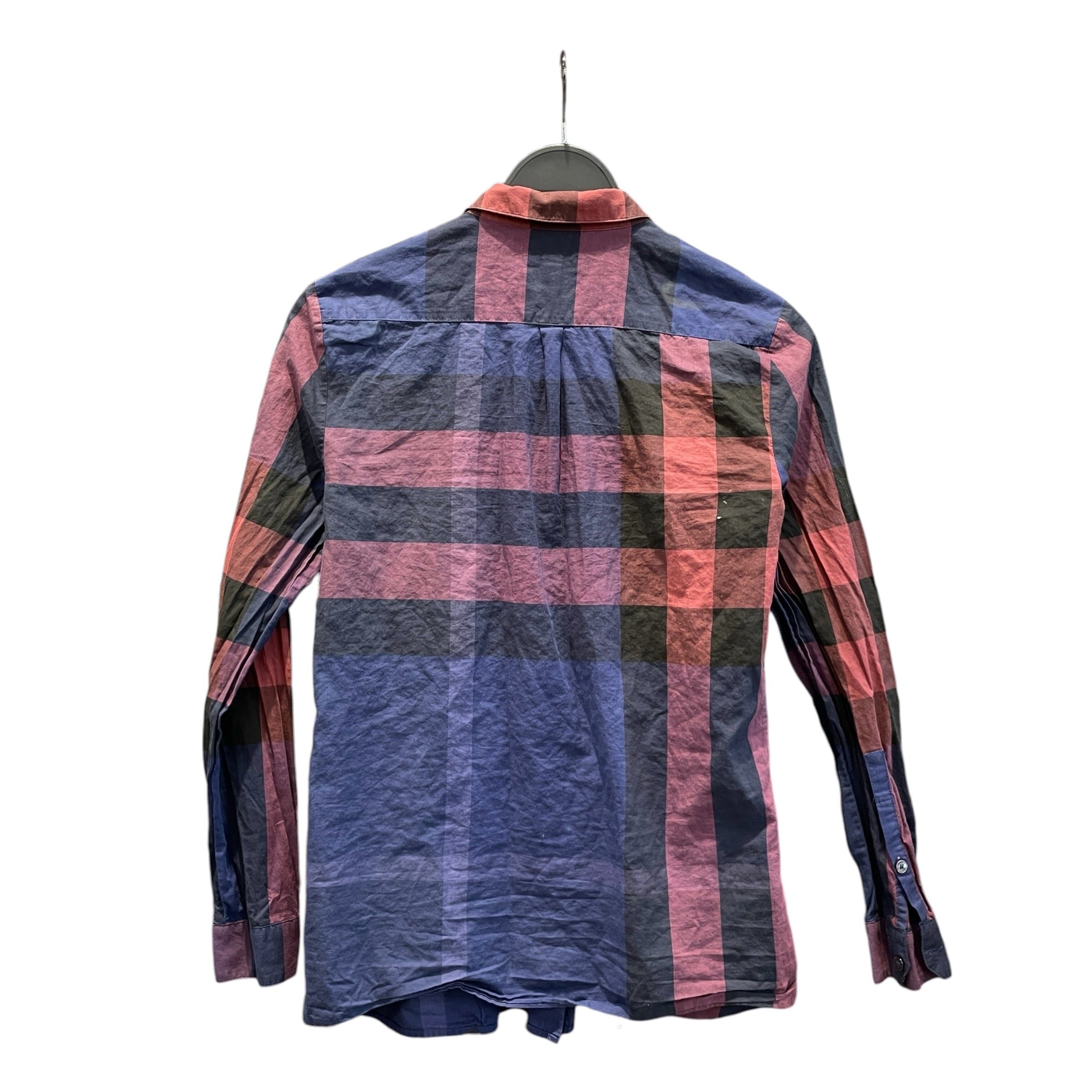BURBERRY LONDON/Flannel Shirt/S/Plaid/Cotton/NVY/BURBERRY RUFFLED BUTTON UP view 2