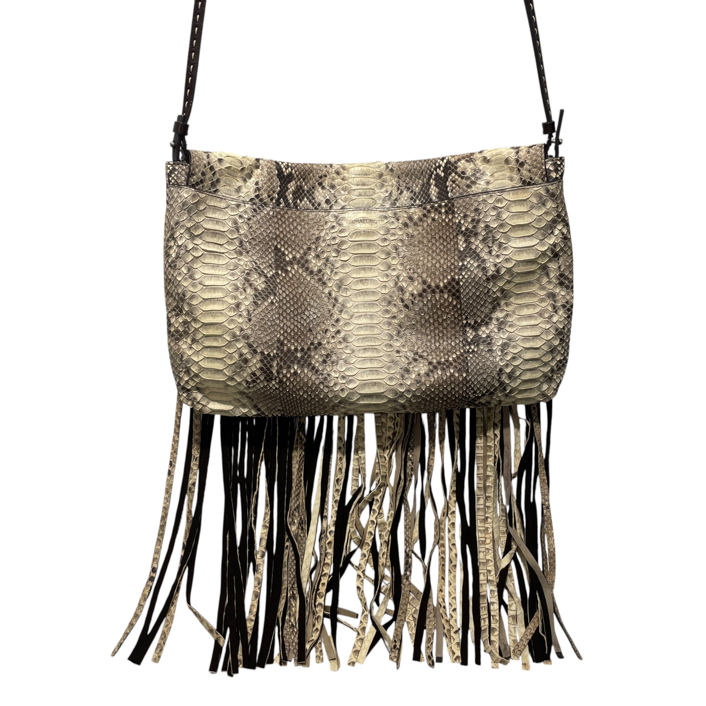 MICHAEL KORS/Cross Body Bag/Animal Pattern/KHK/snake skin fringe view 3