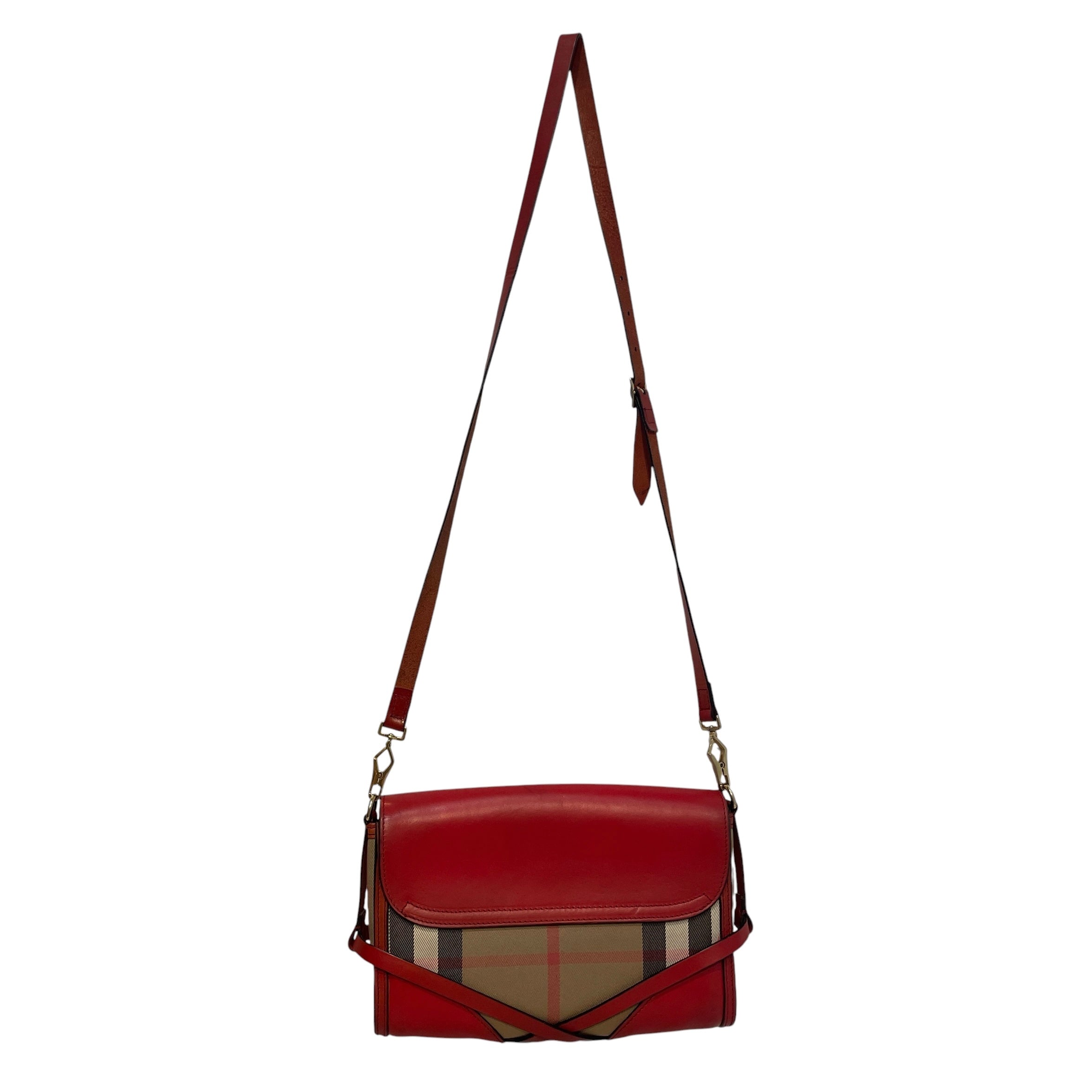 BURBERRY/Cross Body Bag/Leather/RED/Abbott House Check view 2