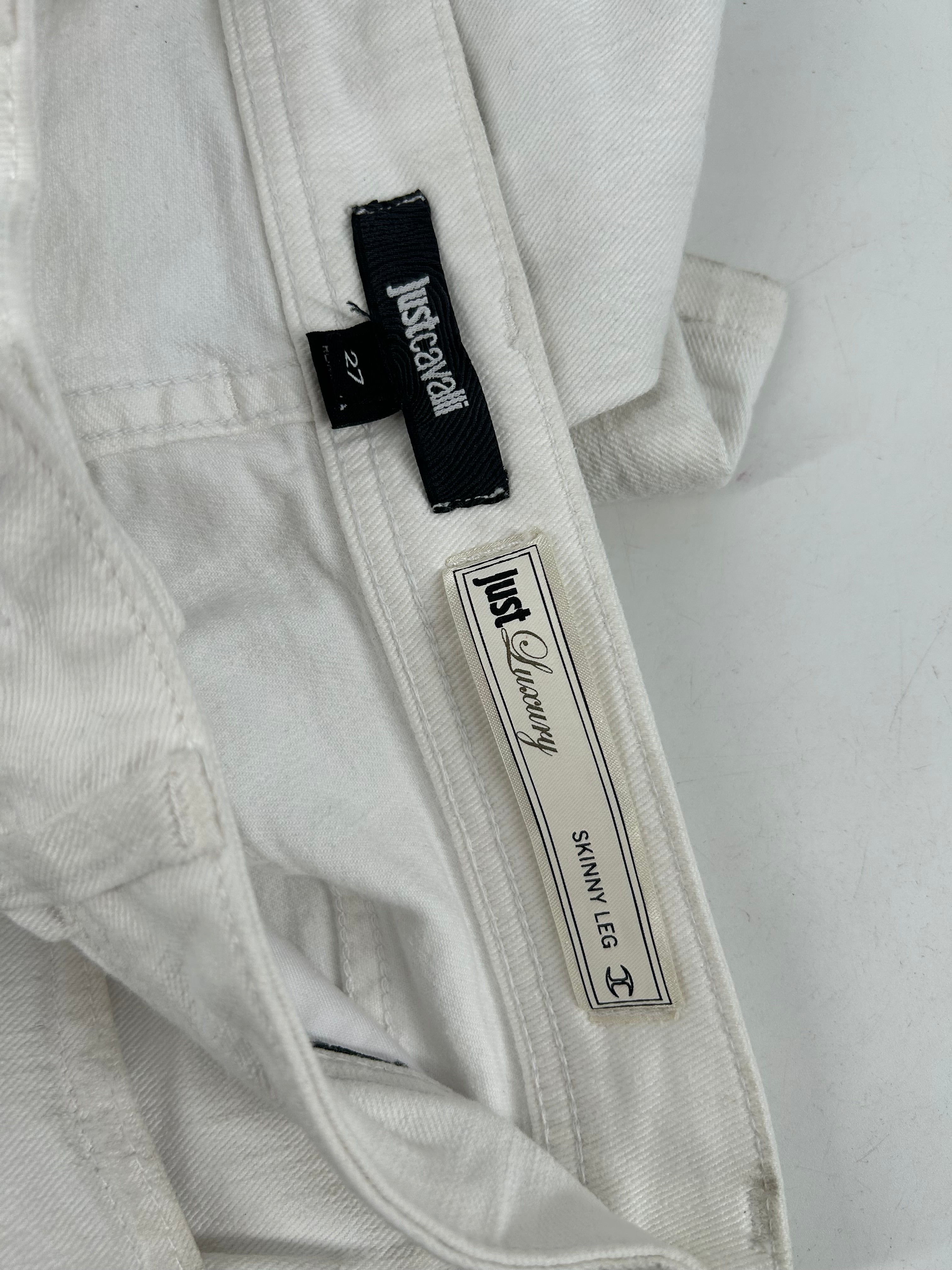 Just cavalli/Skinny Pants/27/Cotton/WHT/LEATHER INSERT view 3