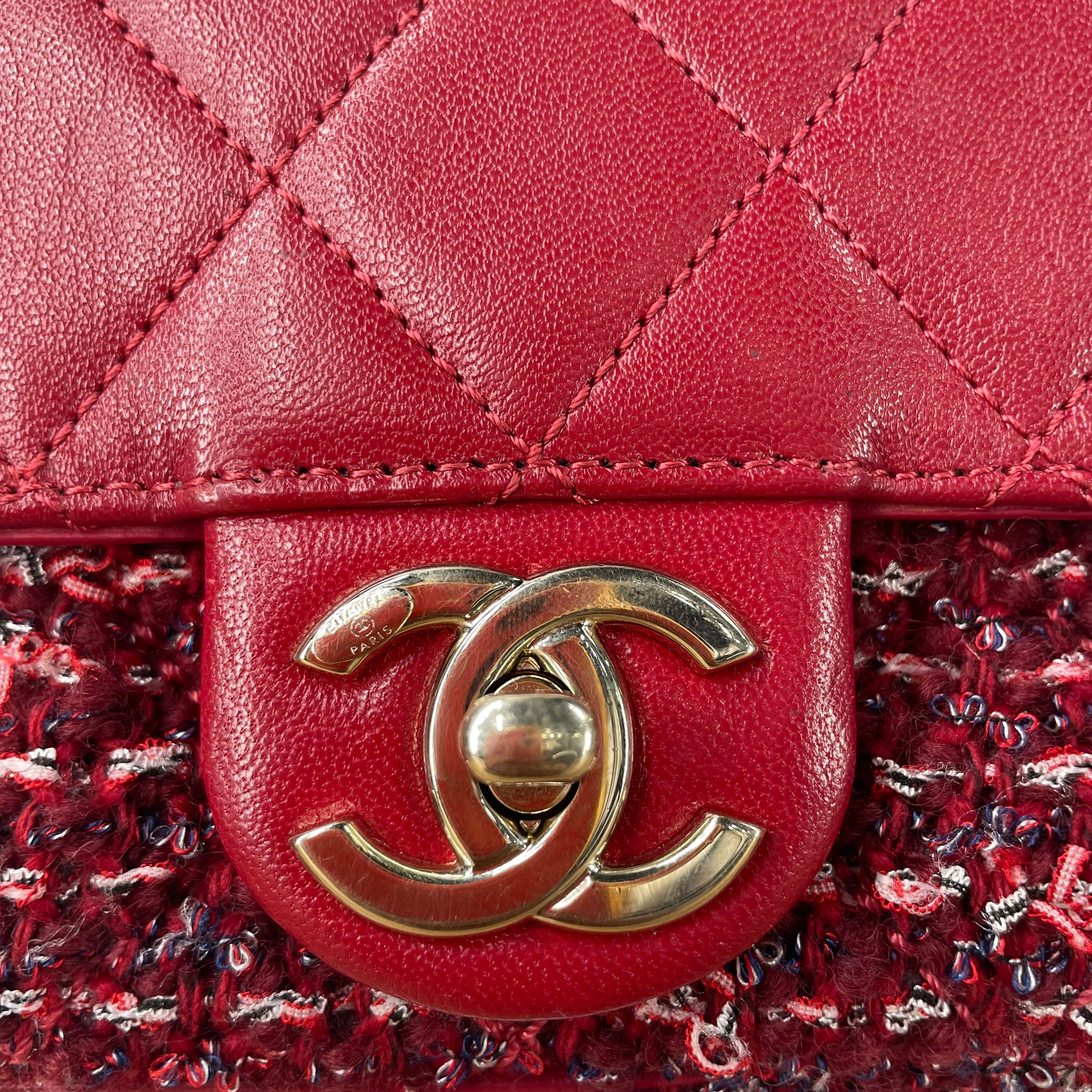 CHANEL/Cross Body Bag/All Over Print/Leather/RED/TWEED LEATHER TIMELESS/CLASSIQ view 5