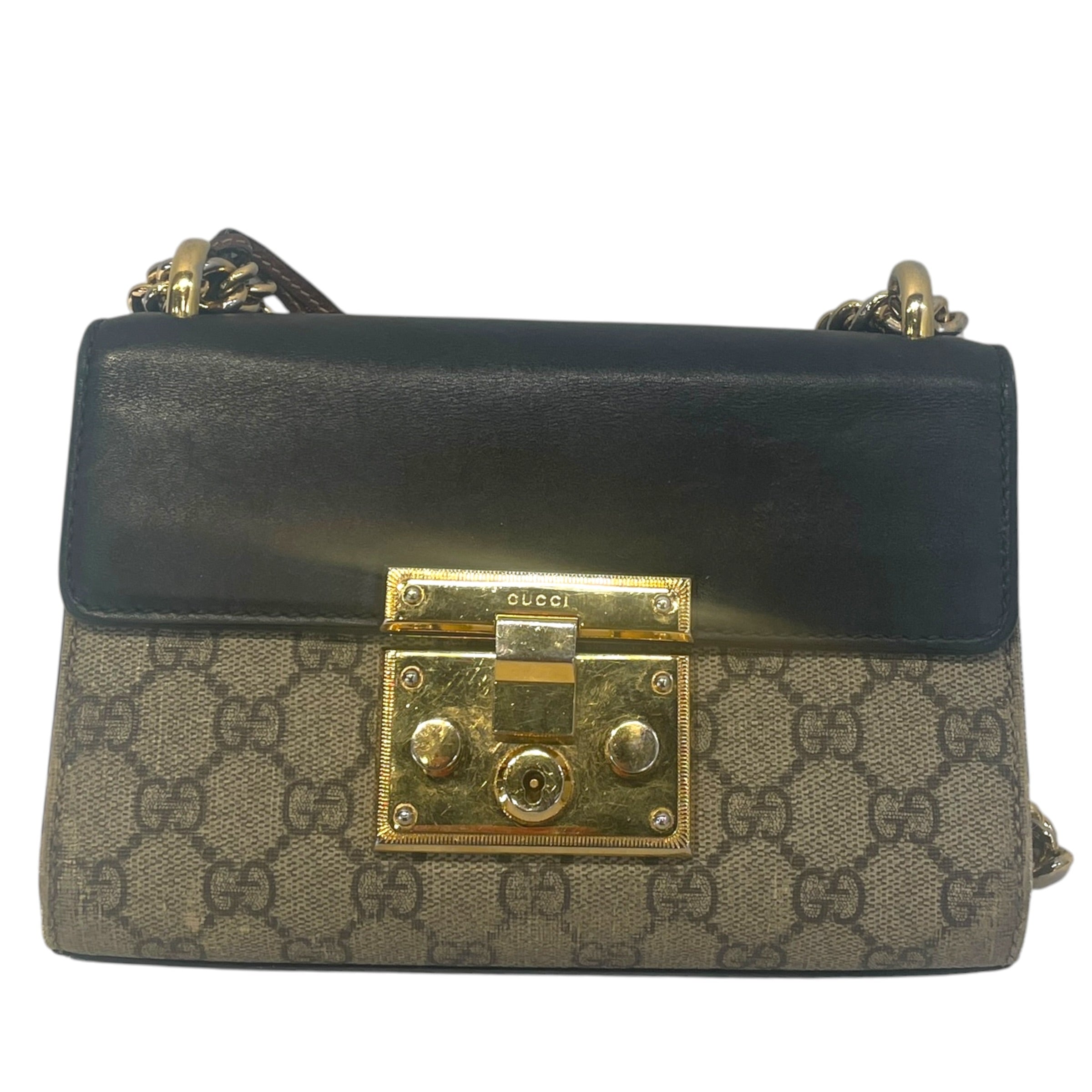 GUCCI/Cross Body Bag/Monogram/Leather/BRW/gg supreme padlock view 1