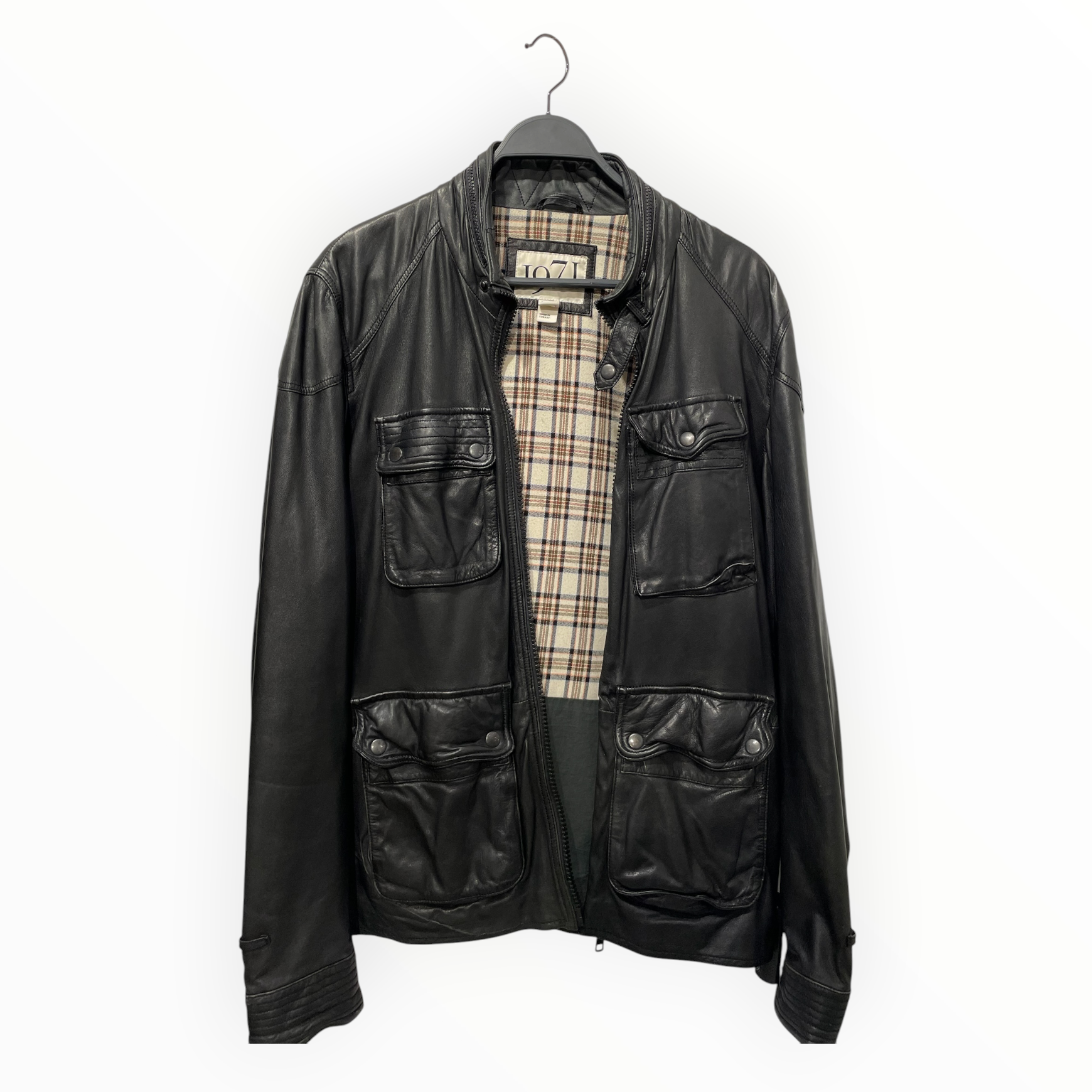 REISS/Leather Jkt/L/Leather/BLK/ZIP UP MULTI POCKET view 1