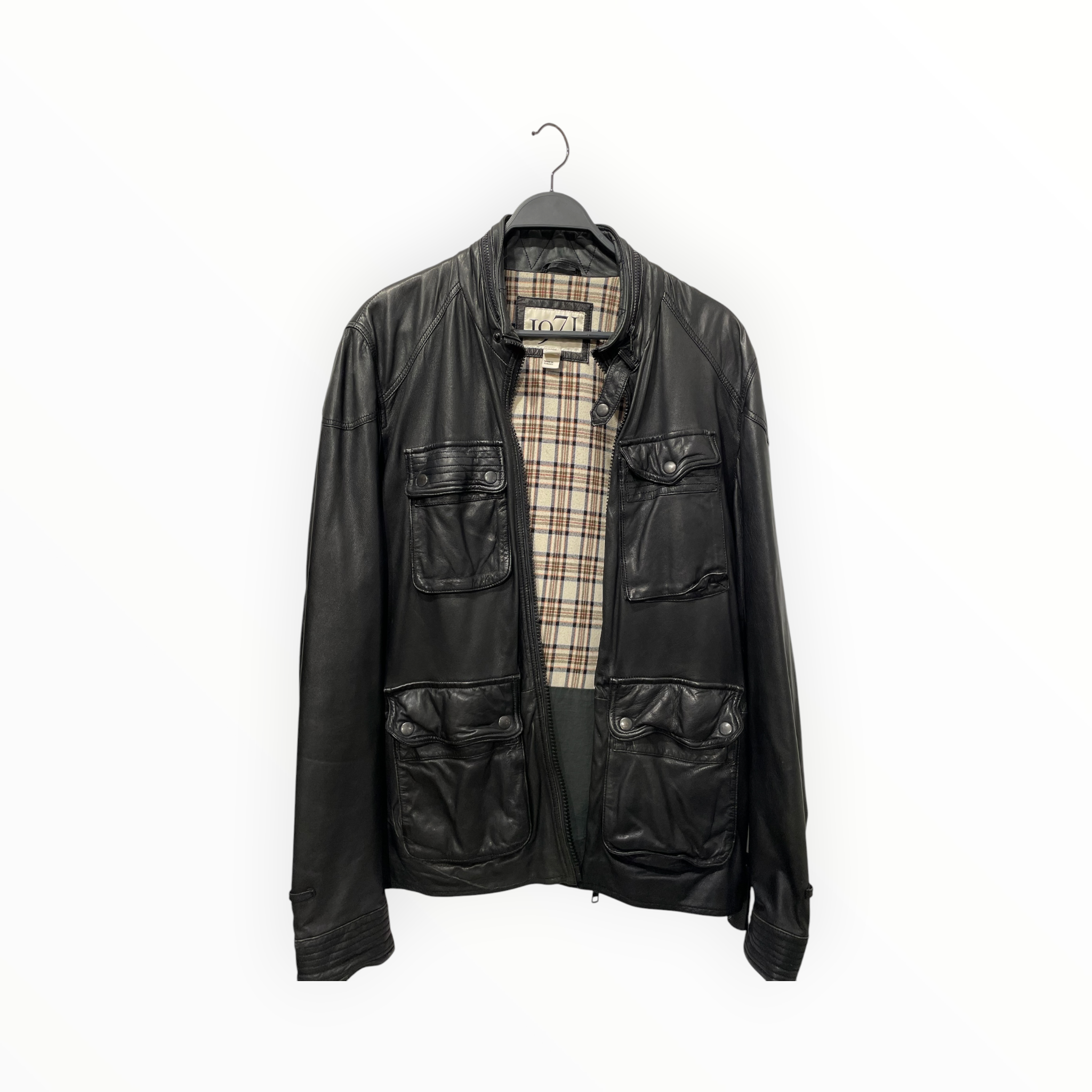 REISS/Leather Jkt/L/Leather/BLK/ZIP UP MULTI POCKET view 1