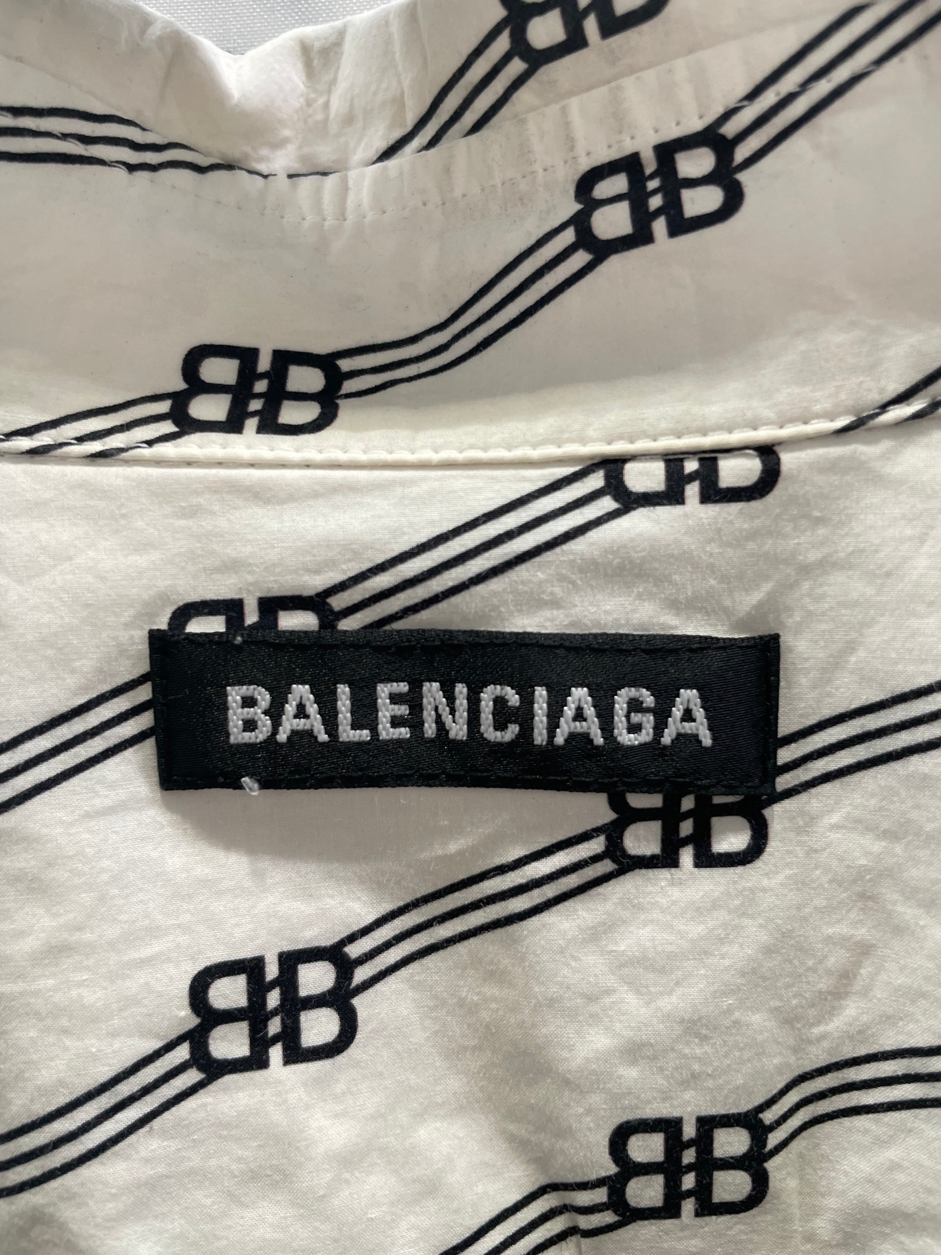 BALENCIAGA/Shirt/37/Cotton/WHT/Monogram/short sleeve view 3