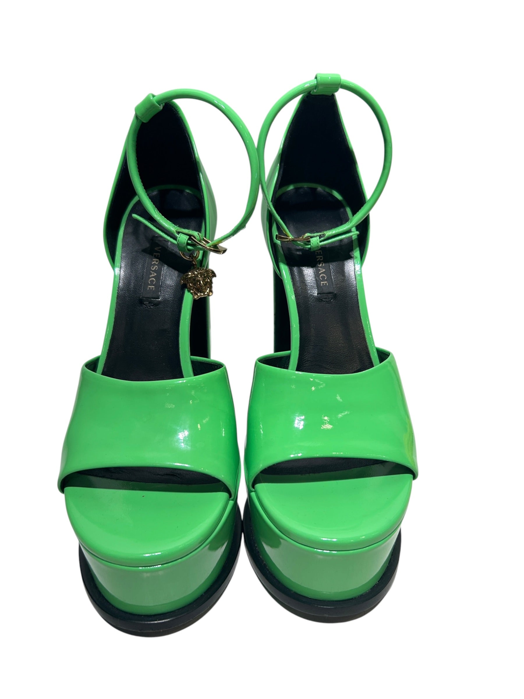 VERSACE/Heels/EU 38/Leather/GRN/Open-Toe/LIME GREEN PLATFORM view 4