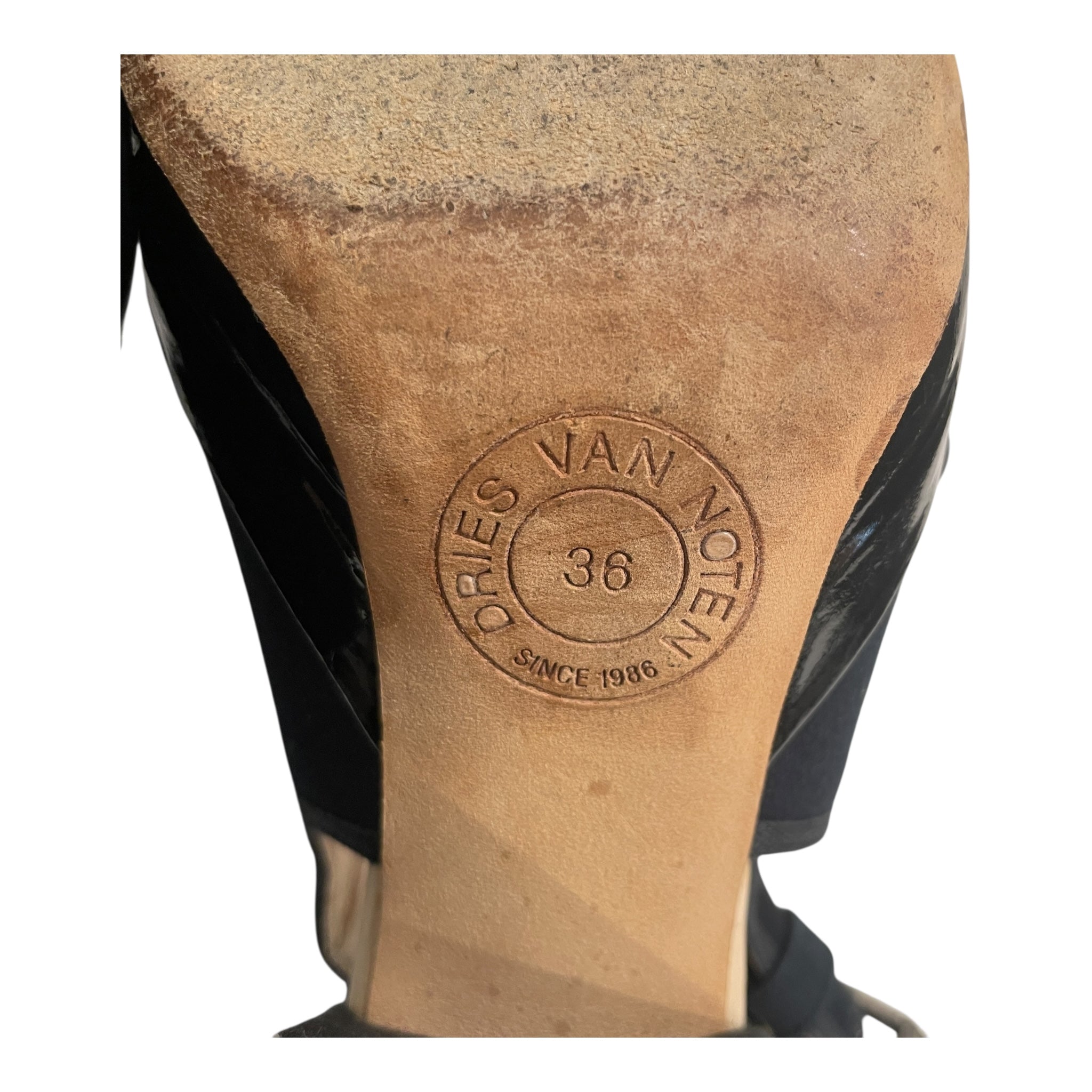 DRIES VAN NOTEN/Heels/EU 36/Cotton/BLK/SEQUIN HEEL/ LACE UP/BUCKLE view 6