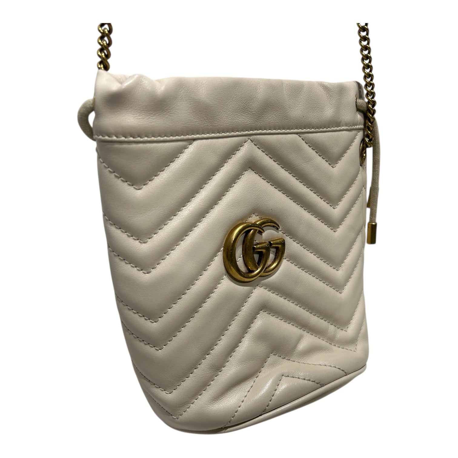 GUCCI/Bag/Leather/WHT/GG MARMONT BUCKET CHAIN BAG view 5