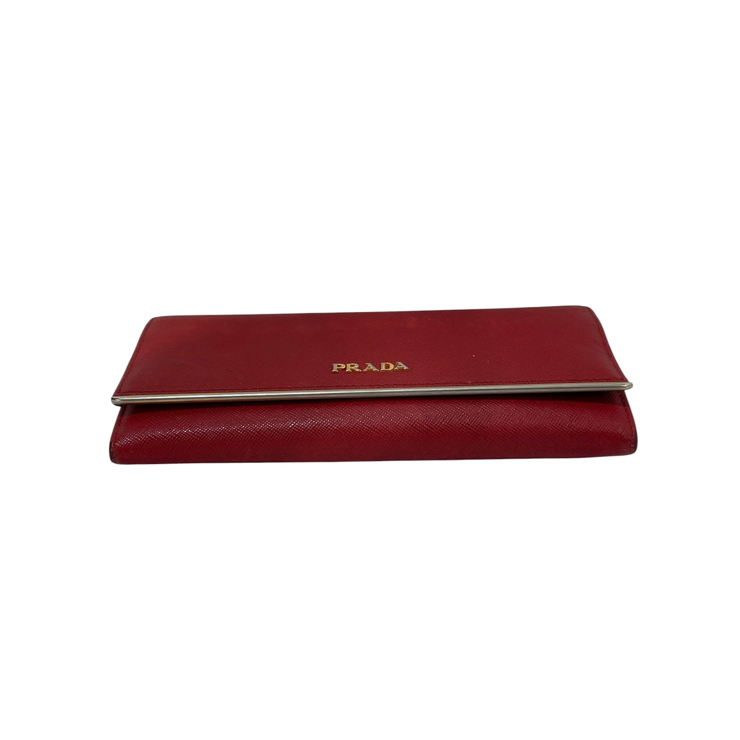 PRADA/Long Wallet/Leather/RED/L's/Saffiano Sleek Metal Accent view 4