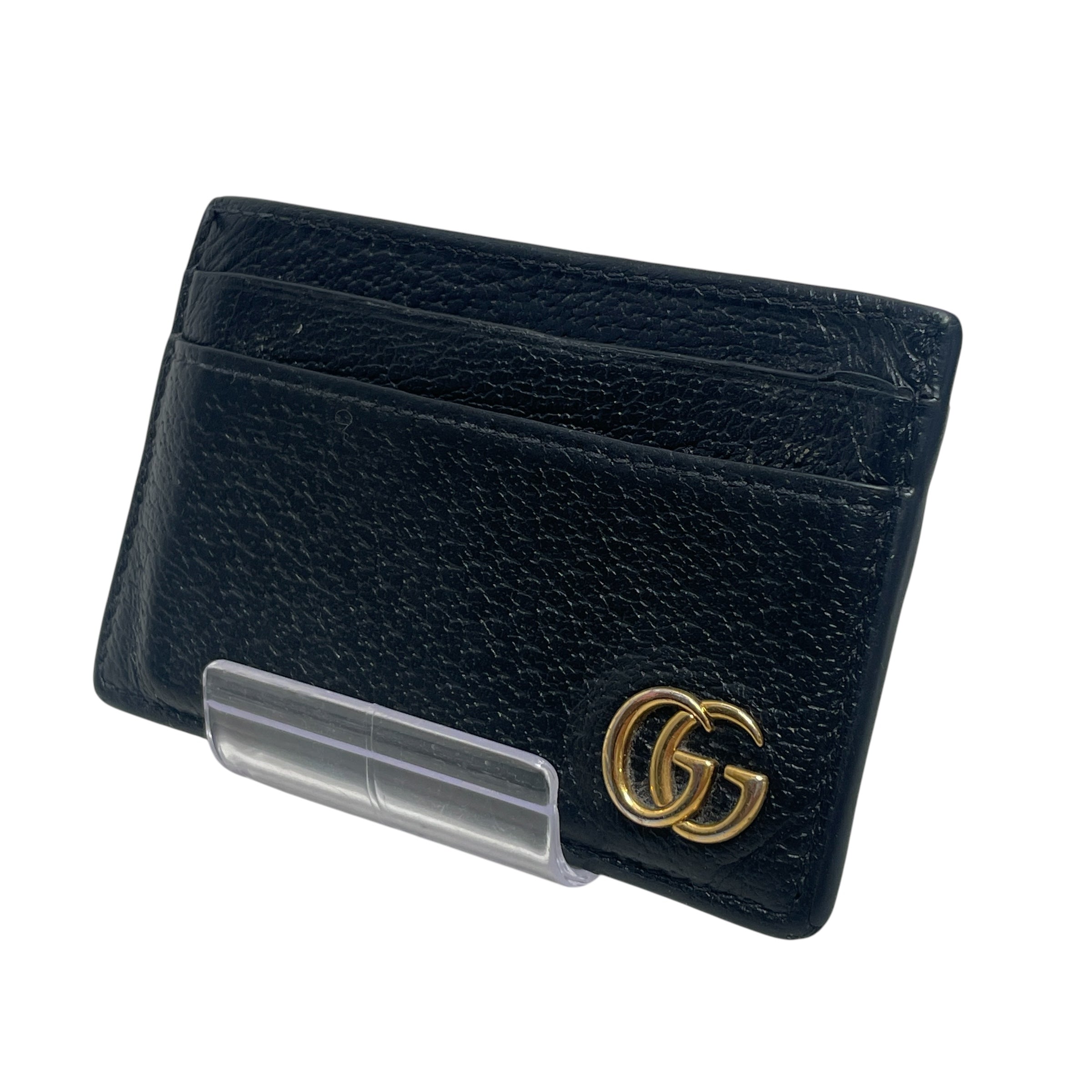 GUCCI/Card Case/Leather/BLK/GG Logo Plain Leather Cardhold view 1