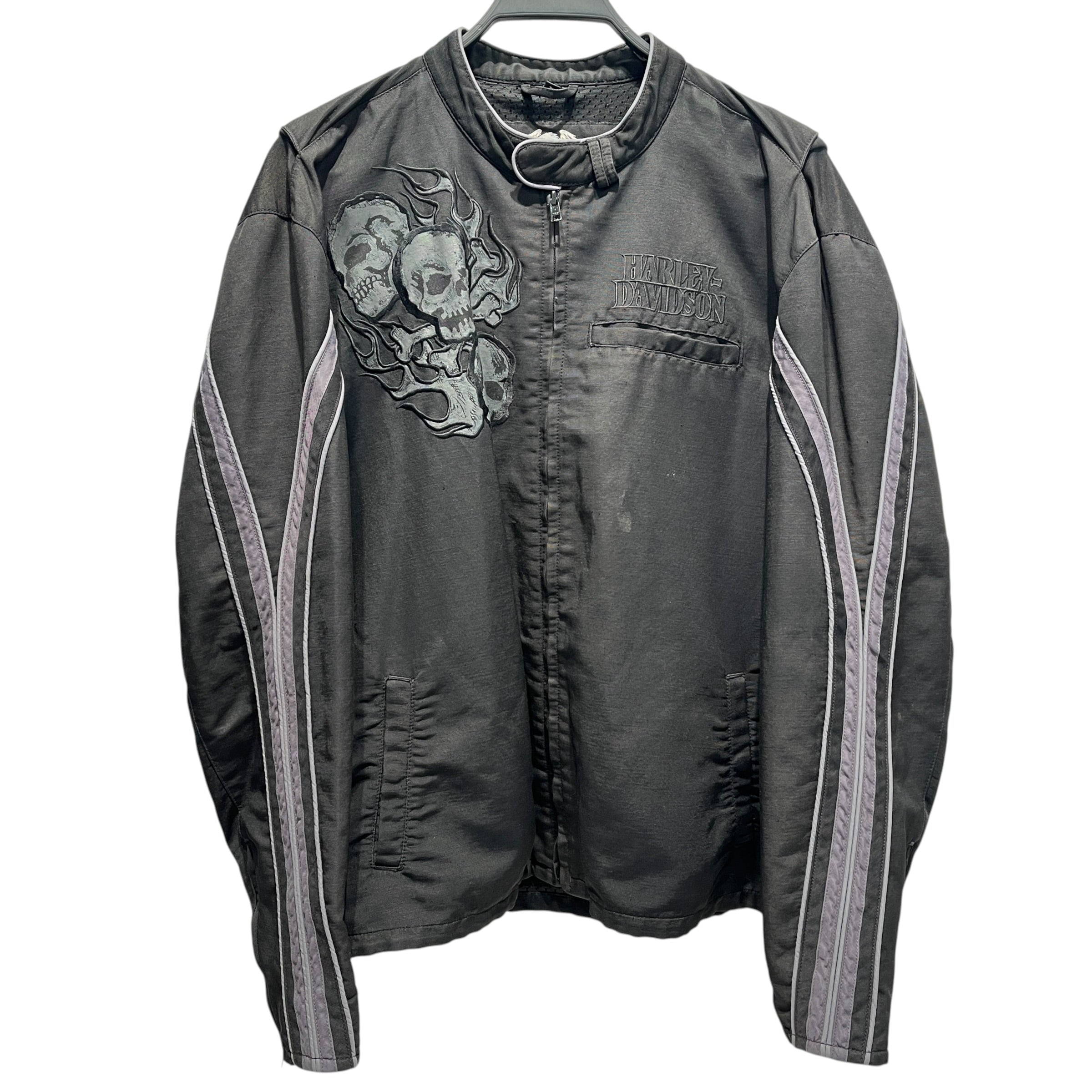 HARLEY DAVIDSON/Tops/L/Cotton/BLK/3 flame skull view 1