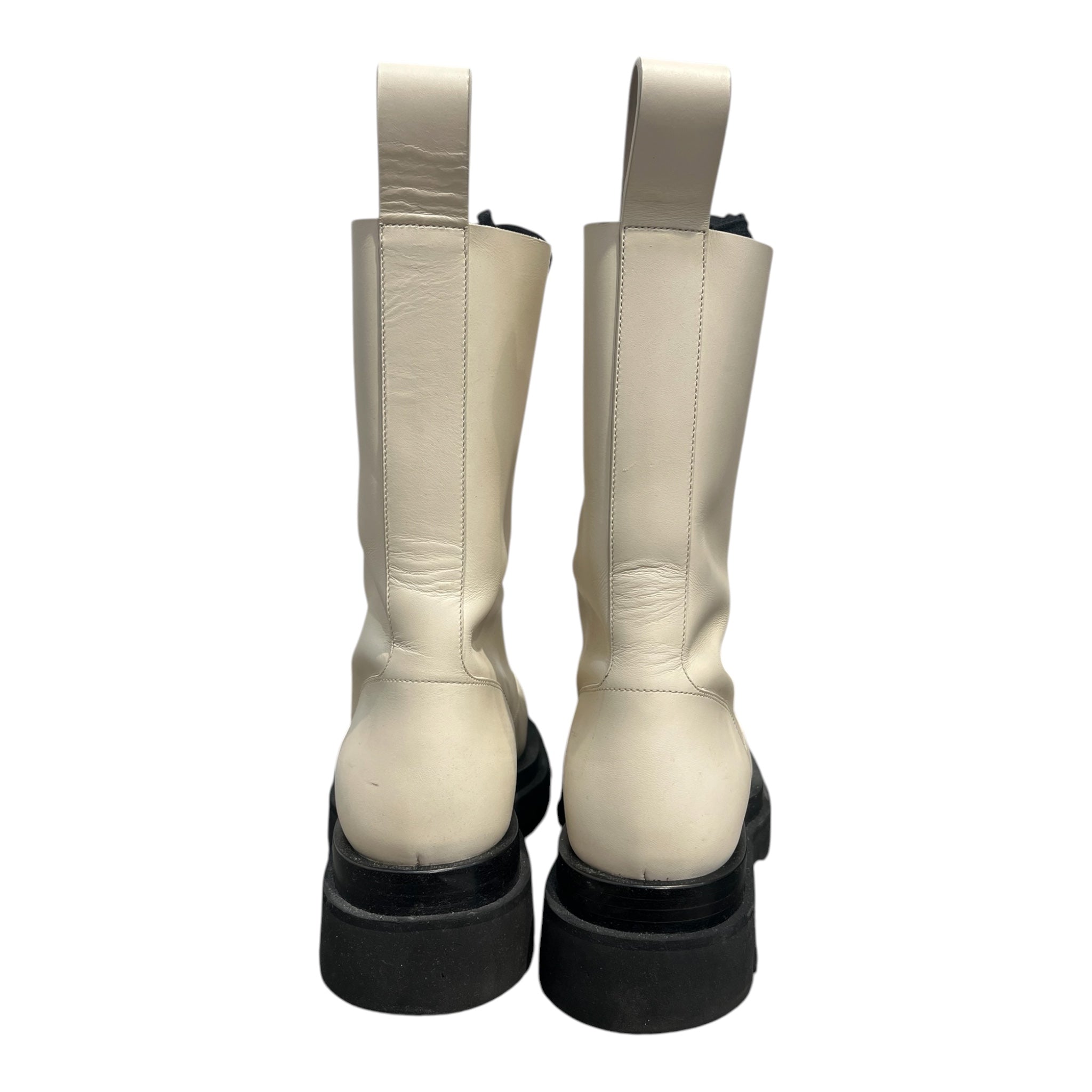 BOTTEGA VENETA/Boots/EU 40/Leather/WHT/lug sole military lace up view 5
