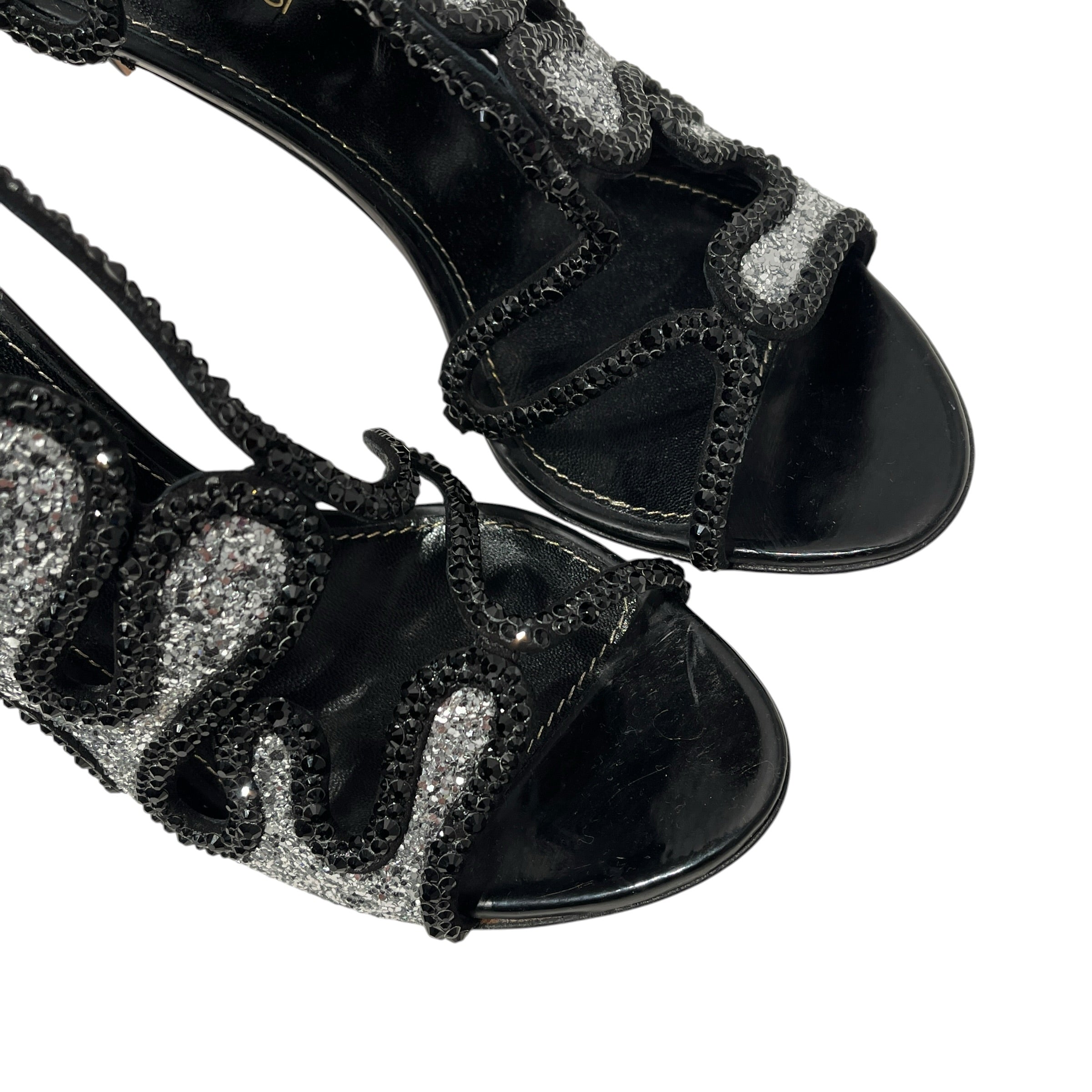 sergio rossi/Heels/EU 37/Graphic/Leather/BLK/GLITTER PATTERNED HEEL view 11