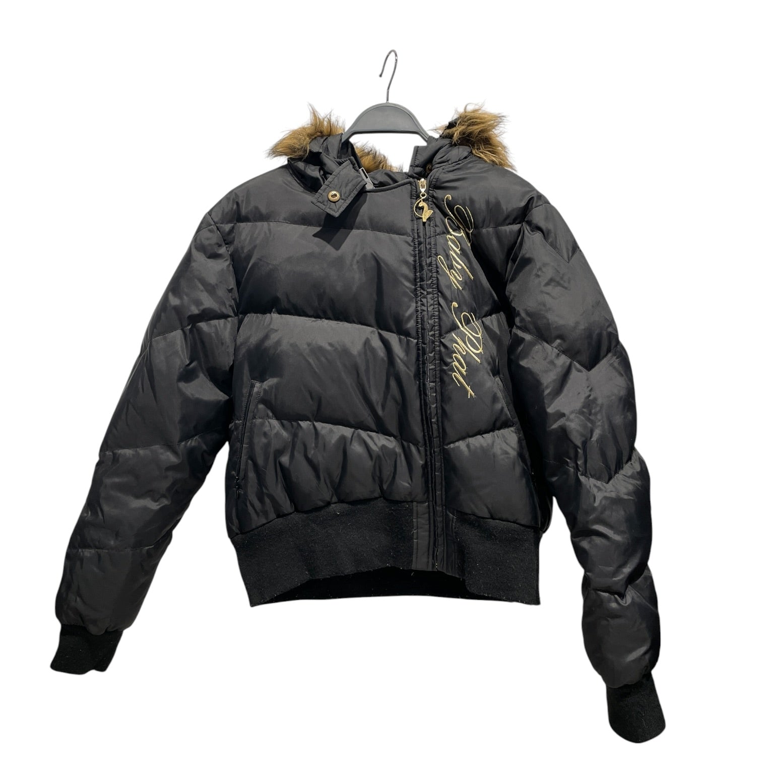 baby phat/Puffer Jkt/XL/BLK/Fur Hood Asymetric zip view 1