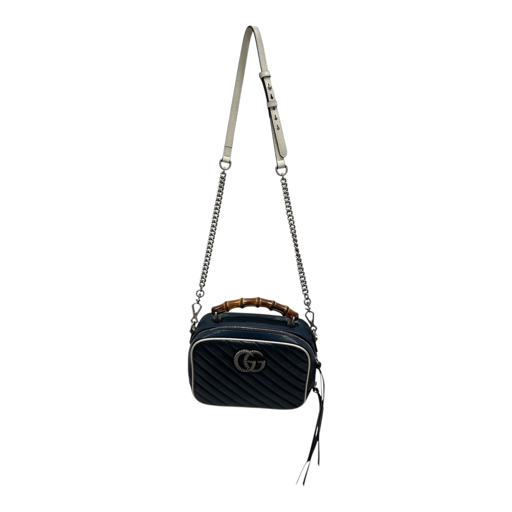 GUCCI/Cross Body Bag/Leather/NVY/mall camera/marmot/bamboo view 1