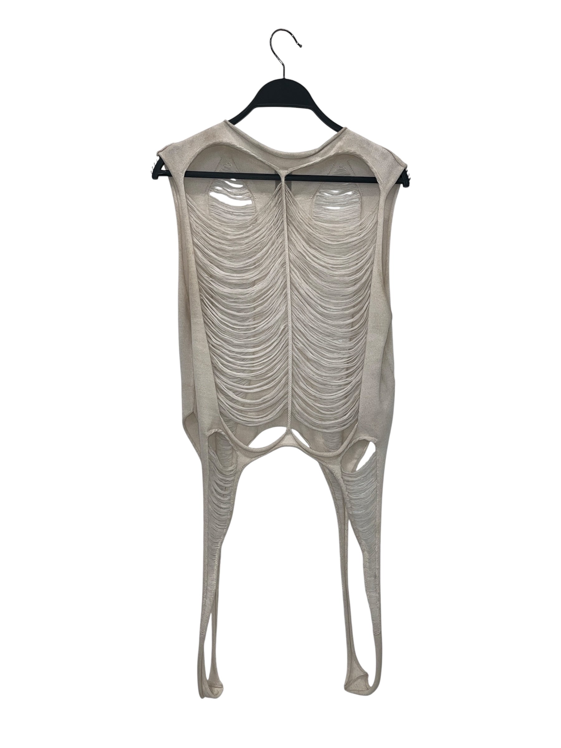 Rick Owens/Camisole/L/Wool/CRM/Knitted distressed top view 1