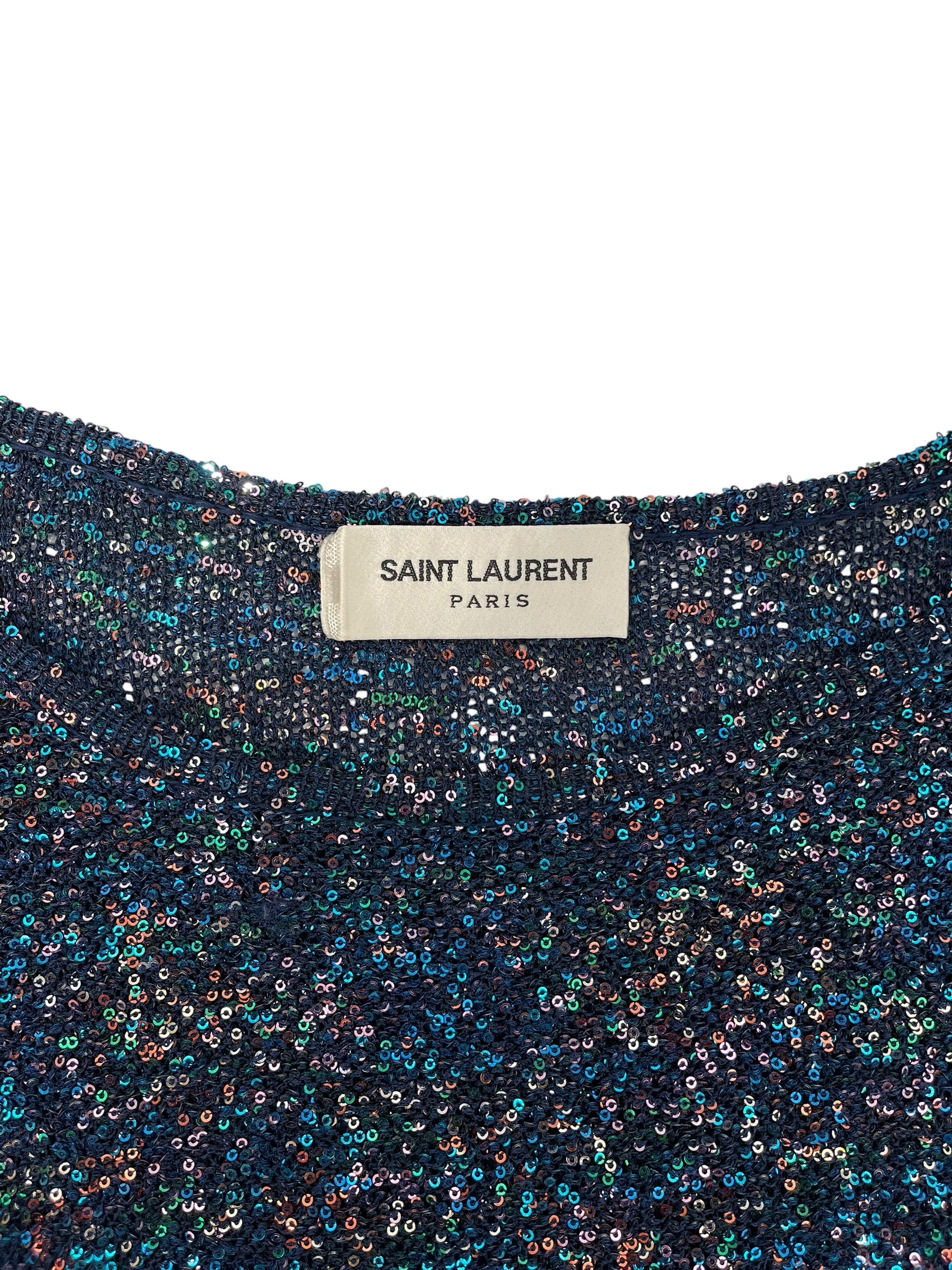 SAINT LAURENT/LS Dress/M/Polyester/BLU/SEQUIN/JP73 2019 00995 view 3
