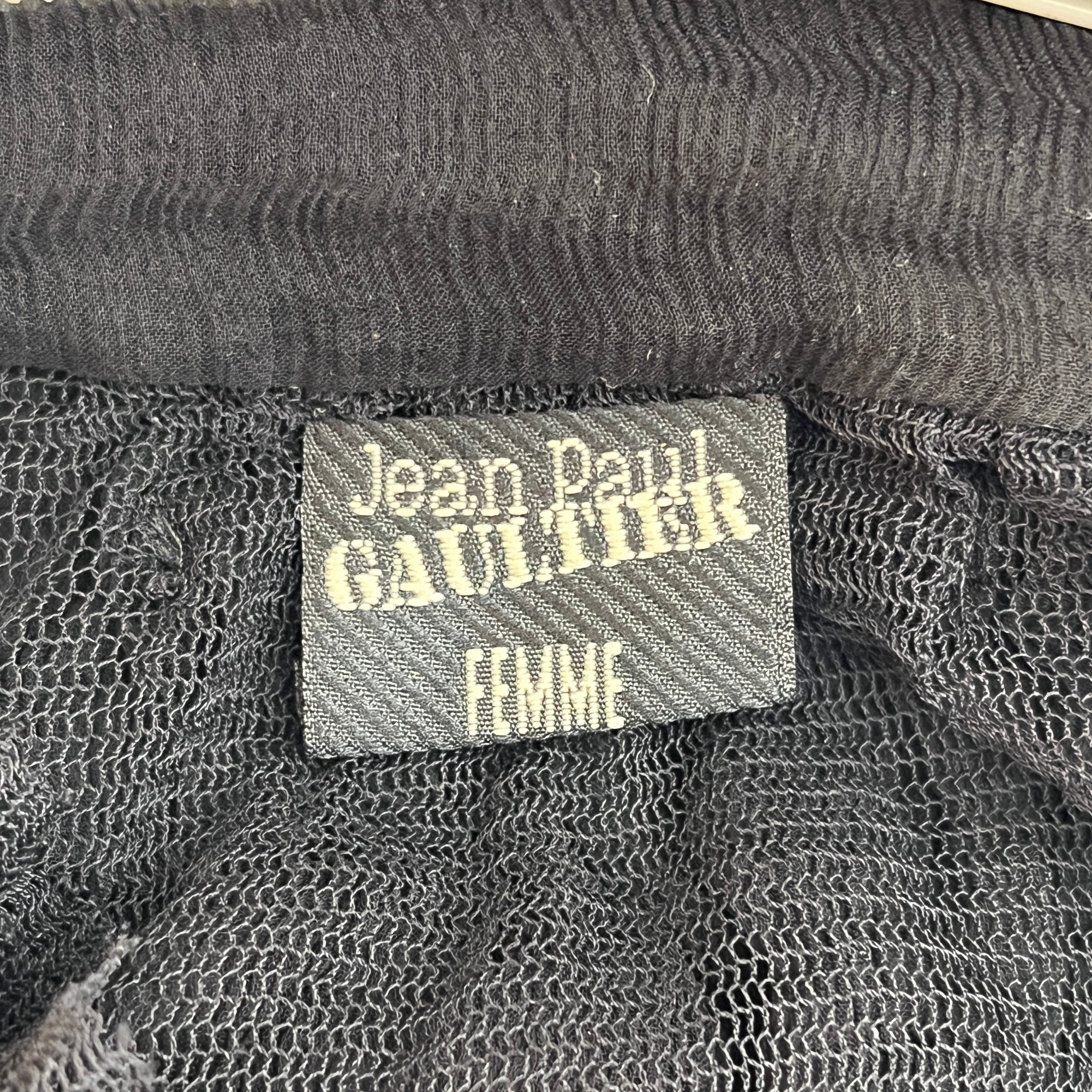 Jean Paul GAULTIER FEMME/SS Blouse/Polyester/BLK/RUFFLES COLLAR/ MESH view 3
