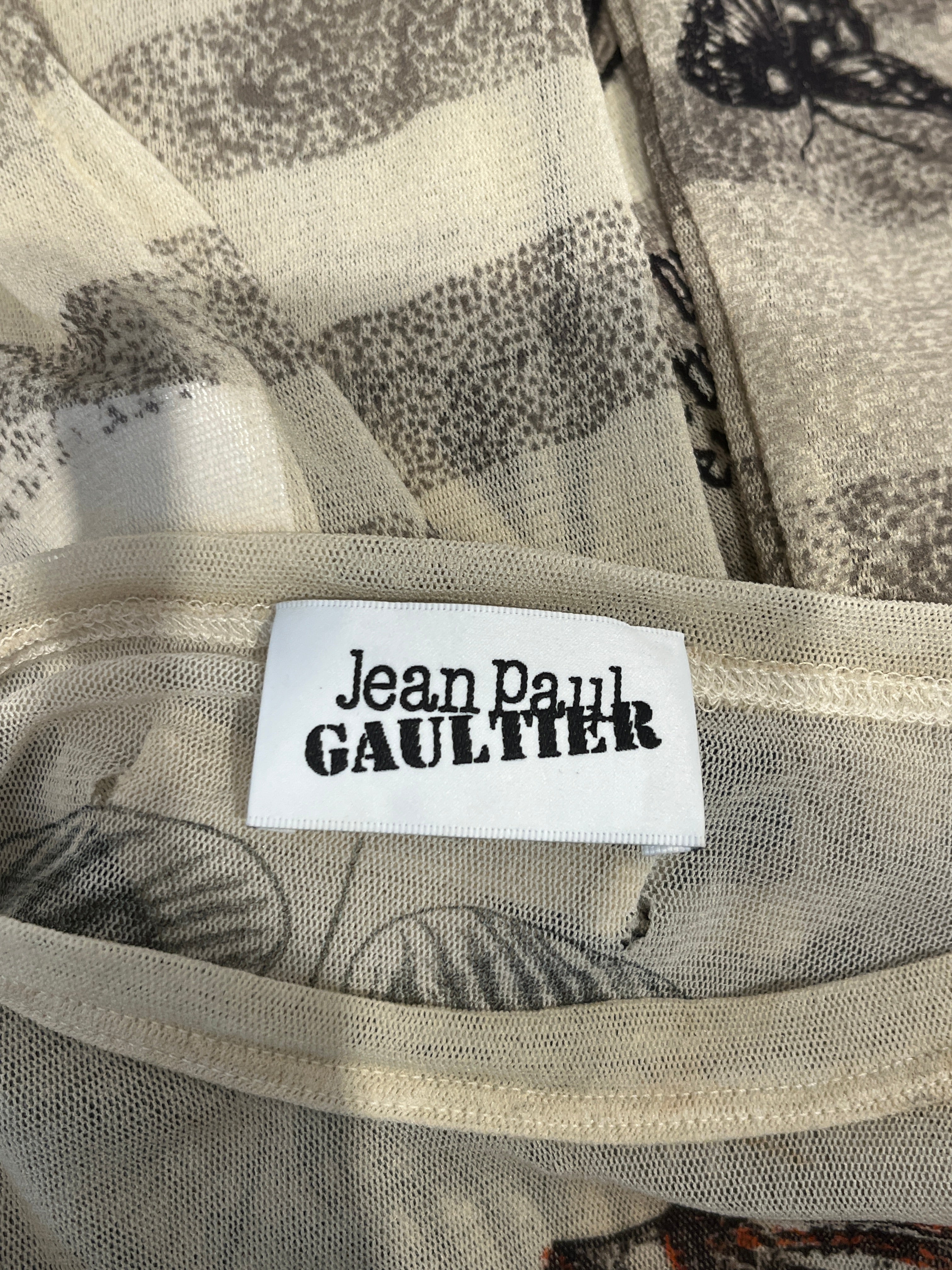 Jean Paul Gaultier/LS Dress/XS/All Over Print/Polyester/BEG/Midi Length/ view 3