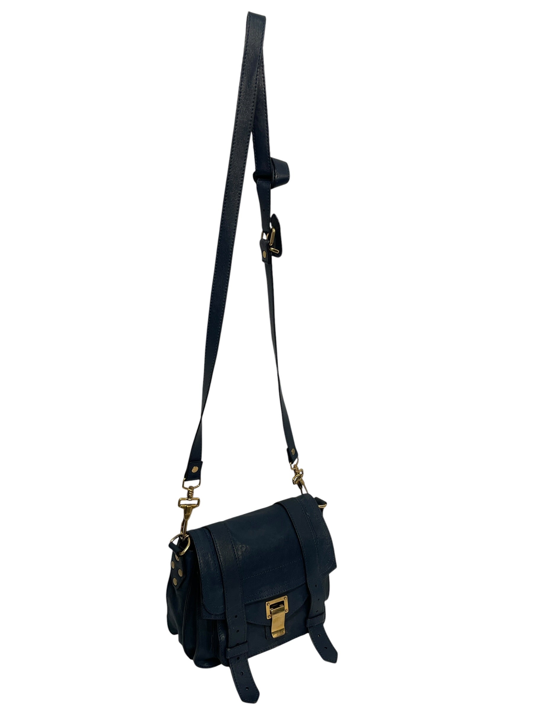 PROENZA SCHOULER/Cross Body Bag/Leather/NVY/ps1 satchel view 3