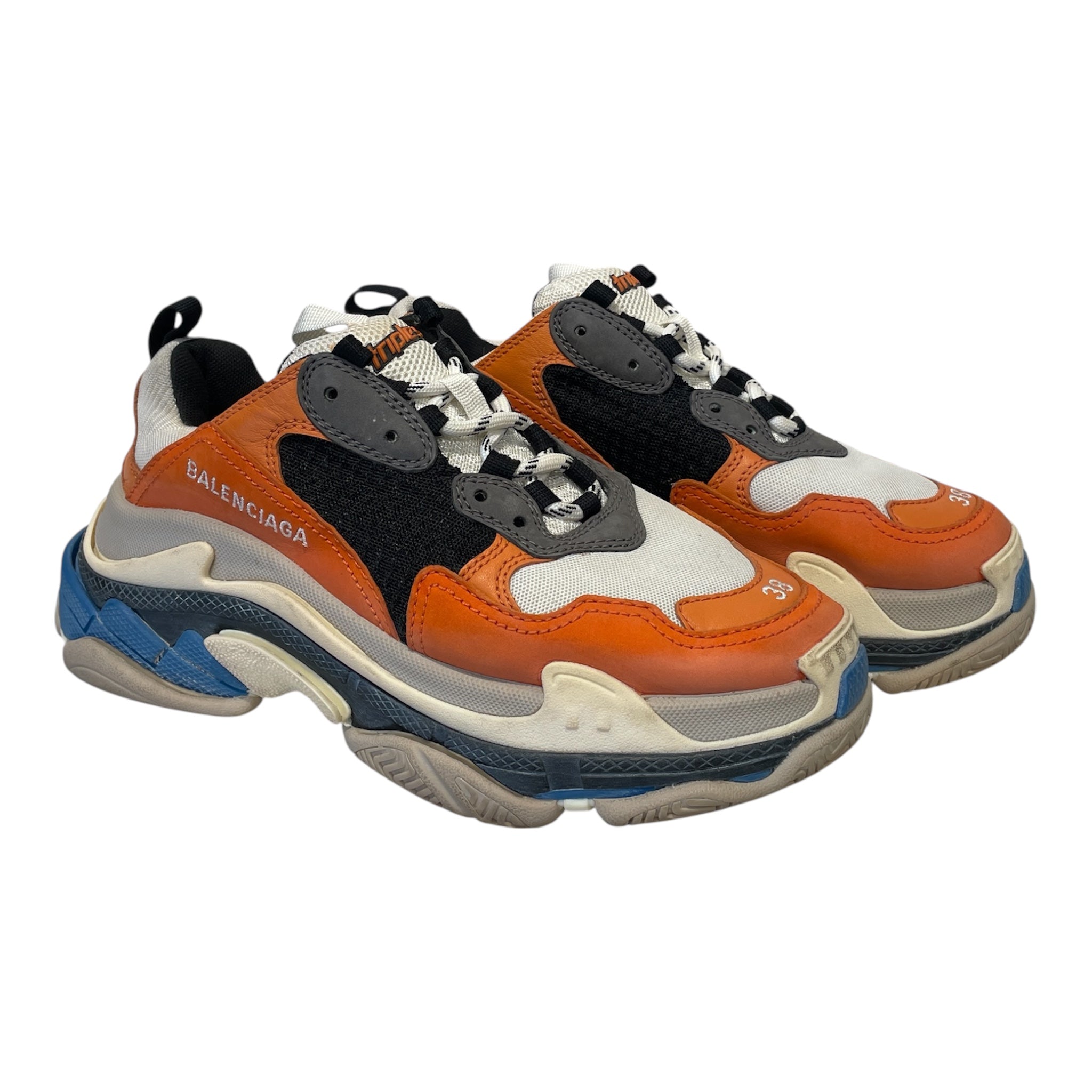 BALENCIAGA/Low-Sneakers/US 8/Cotton/ORN/triple s/ blue/white/gray view 1