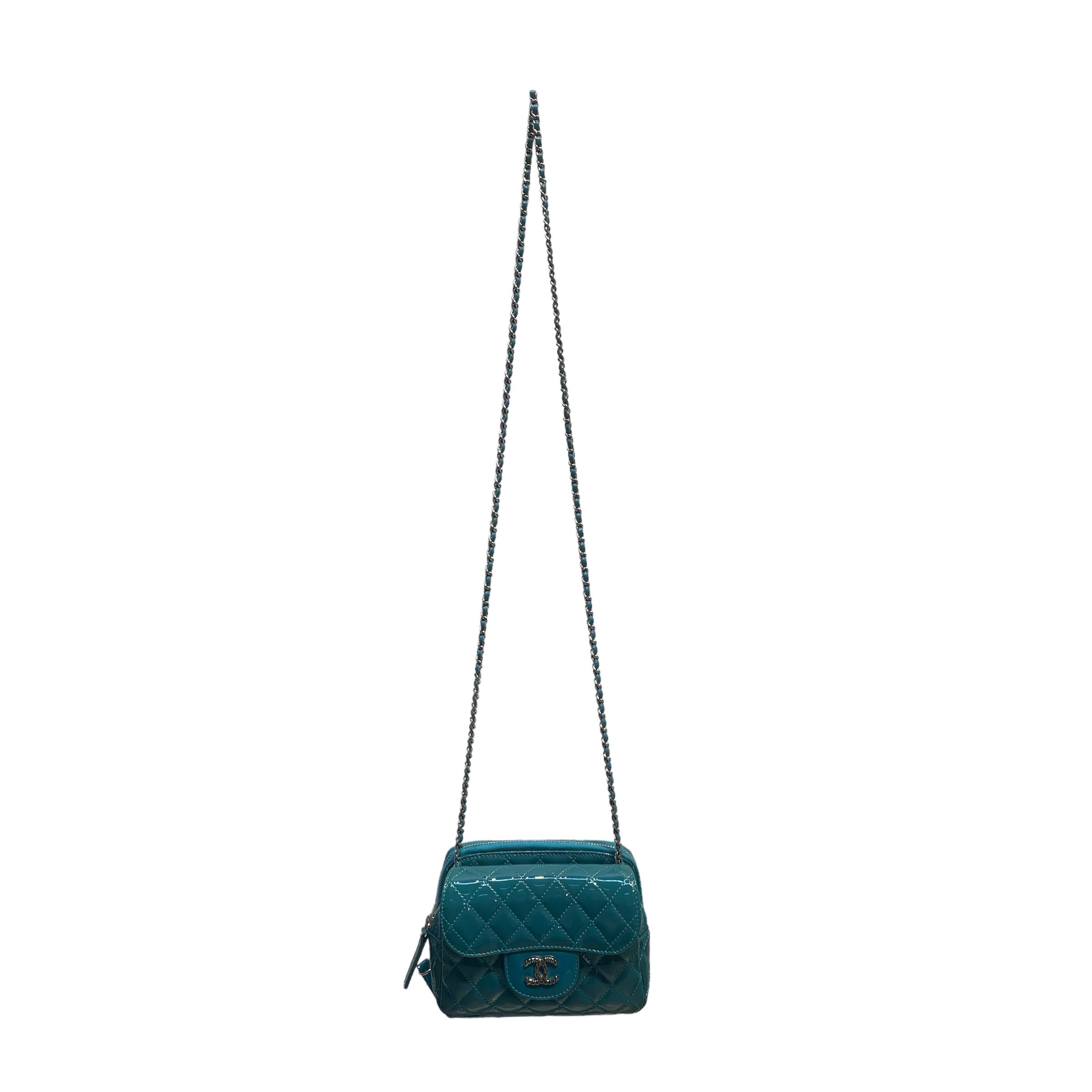 CHANEL/Hand Bag/Leather/BLU/MINI SQUARE TURQ view 1