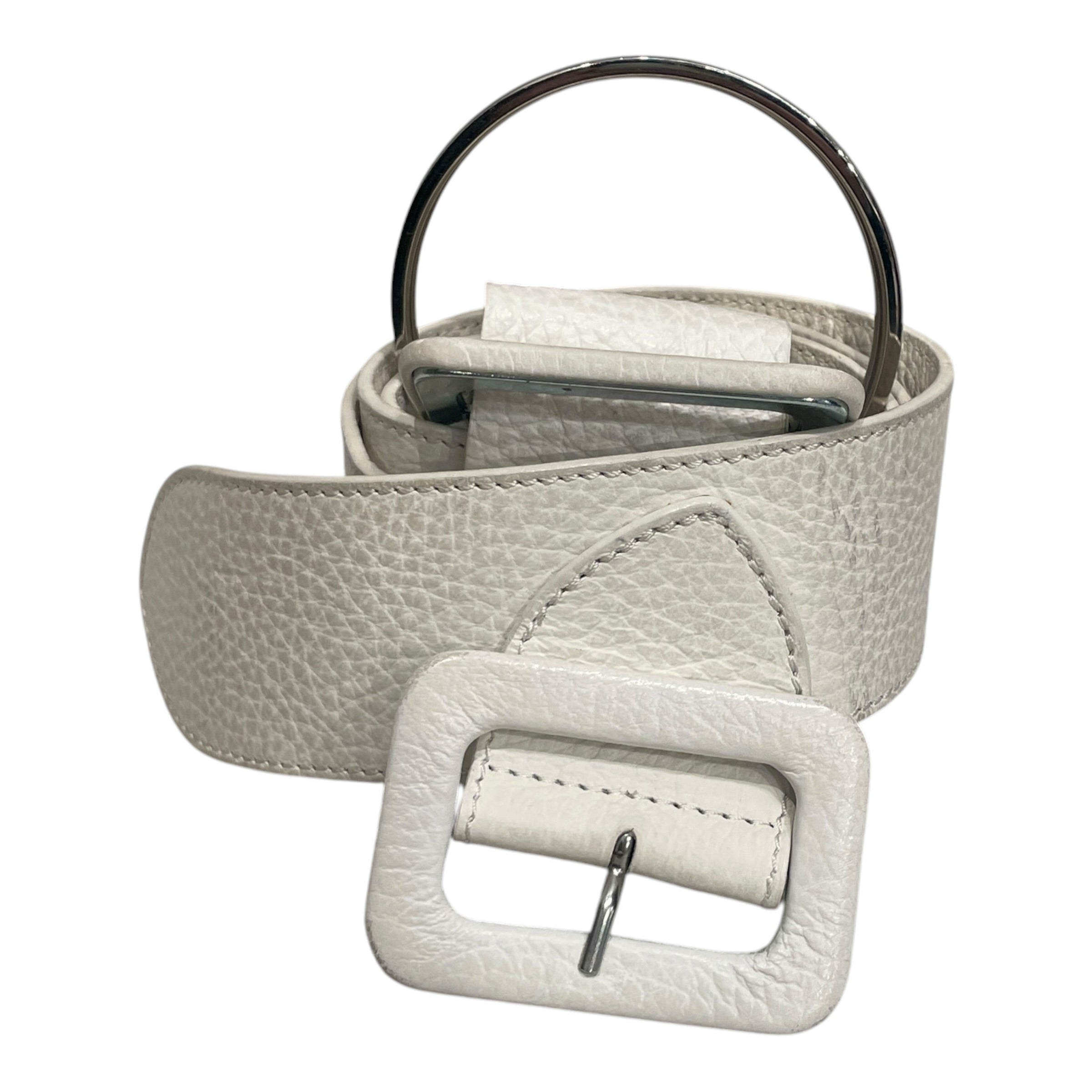 MM6/Belt/Leather/WHT/CROSSOVER BIG RING BELT view 1