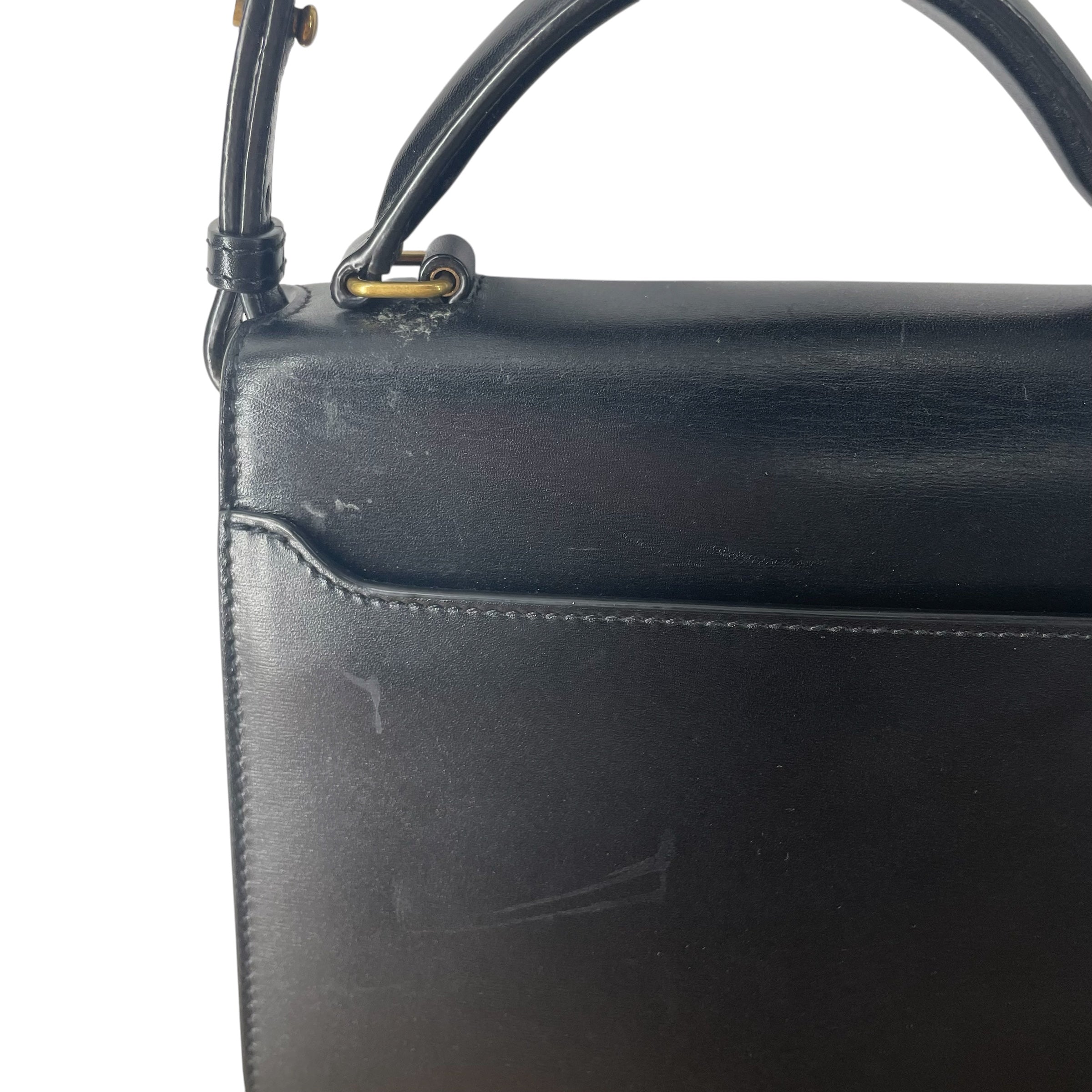 YVES SAINT LAURENT/Hand Bag/Leather/BLK/CASSANDRA BAG view 9