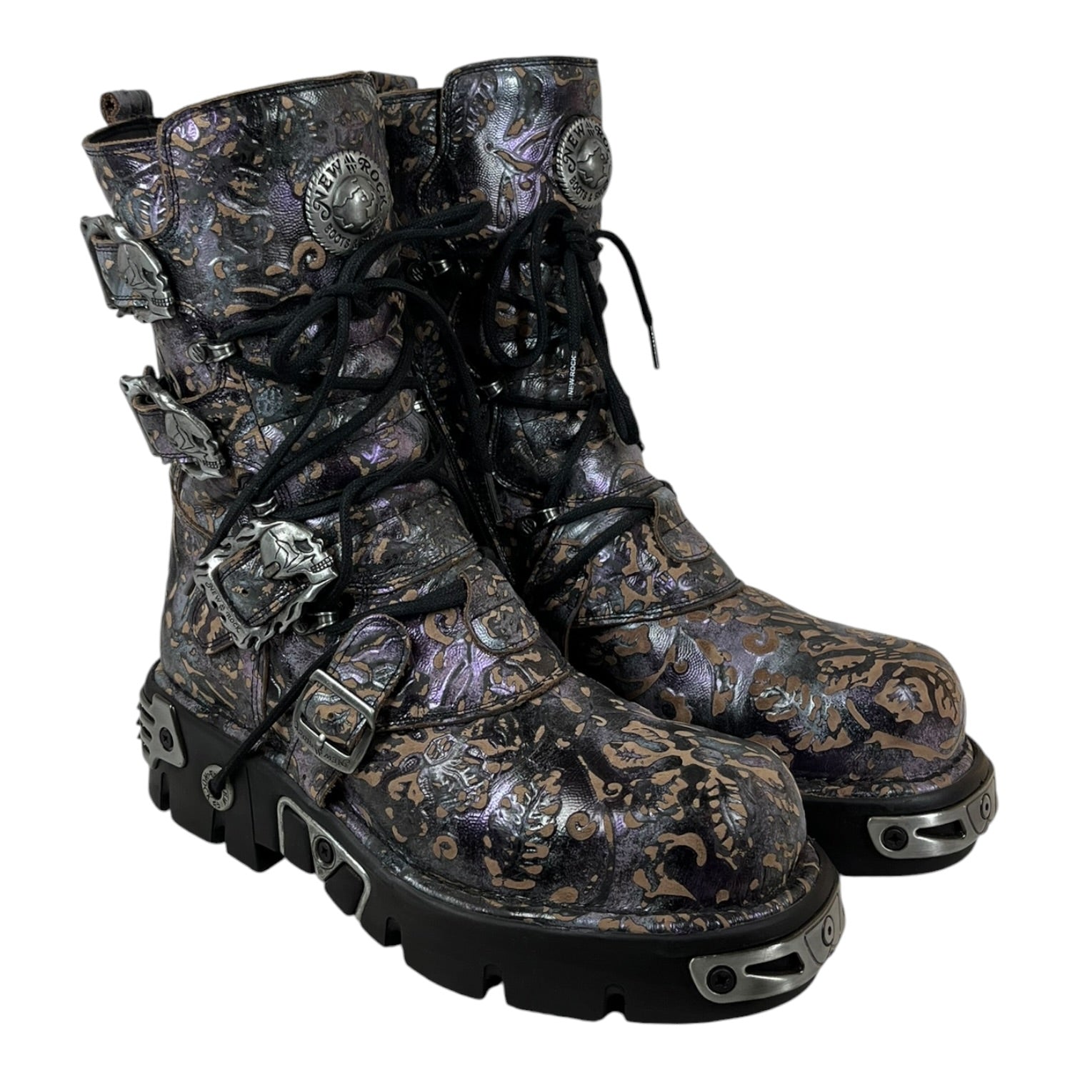 NEW ROCK/Boots/EU 44/Floral Pattern/Leather/PPL/VINTAGE FLOWER LILA REACTOR view 1