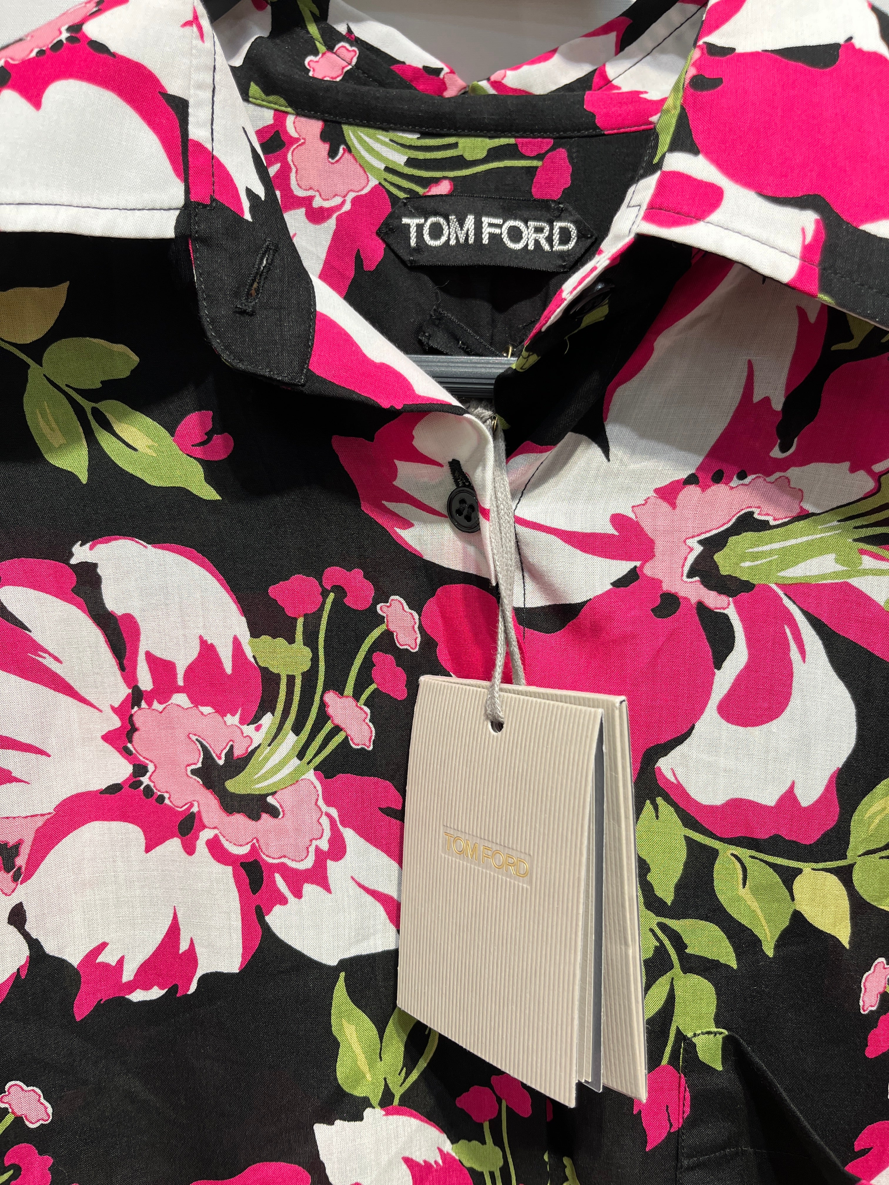 TOM FORD/Hawaiian Shirt/S/Silk/BLK/All Over Print/FLORAL PNK GRN view 3