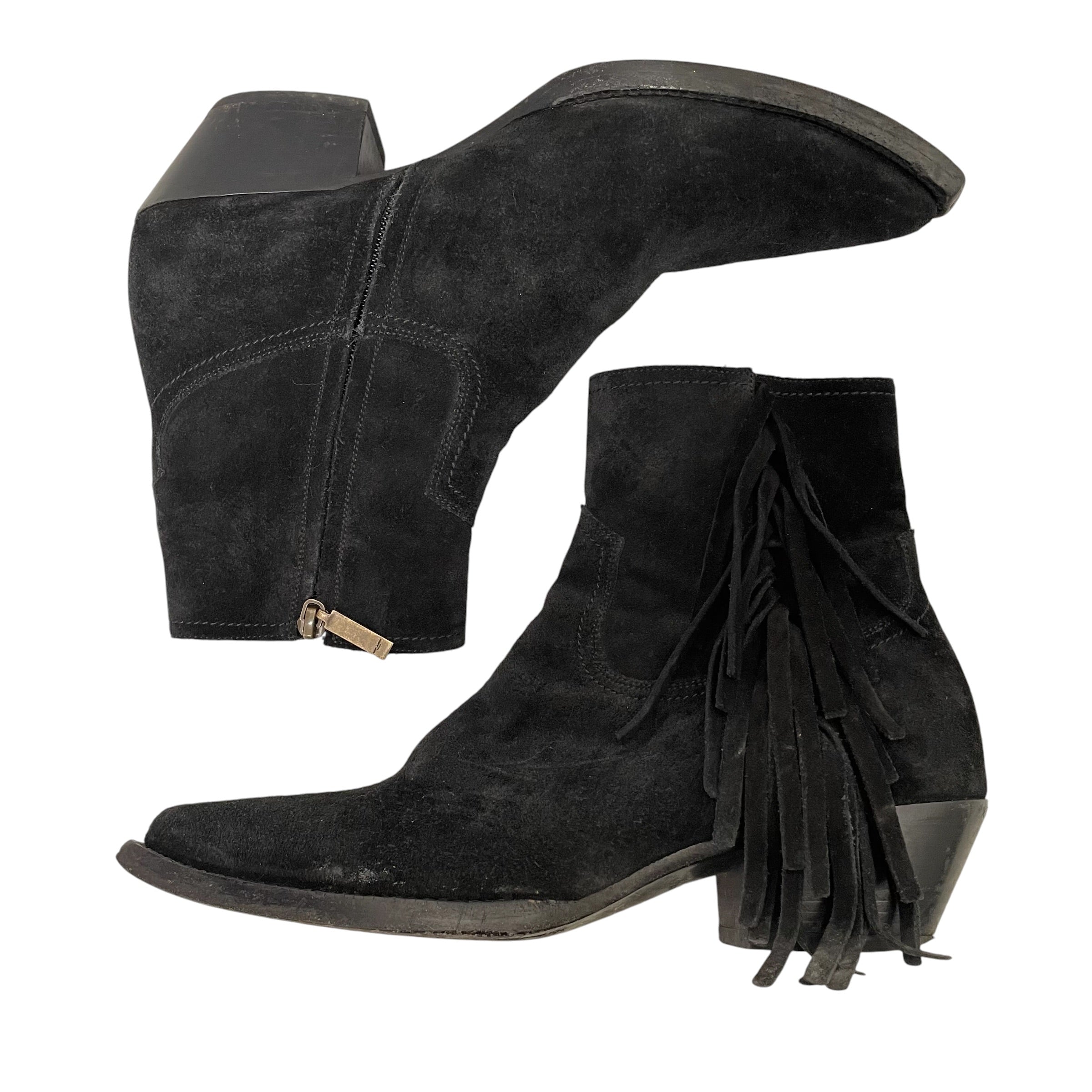 SAINT LAURENT/Chelsea Boots/EU 41.5/Suede/BLK/Side Zip/FRINGE LUKAS BOOTS view 3