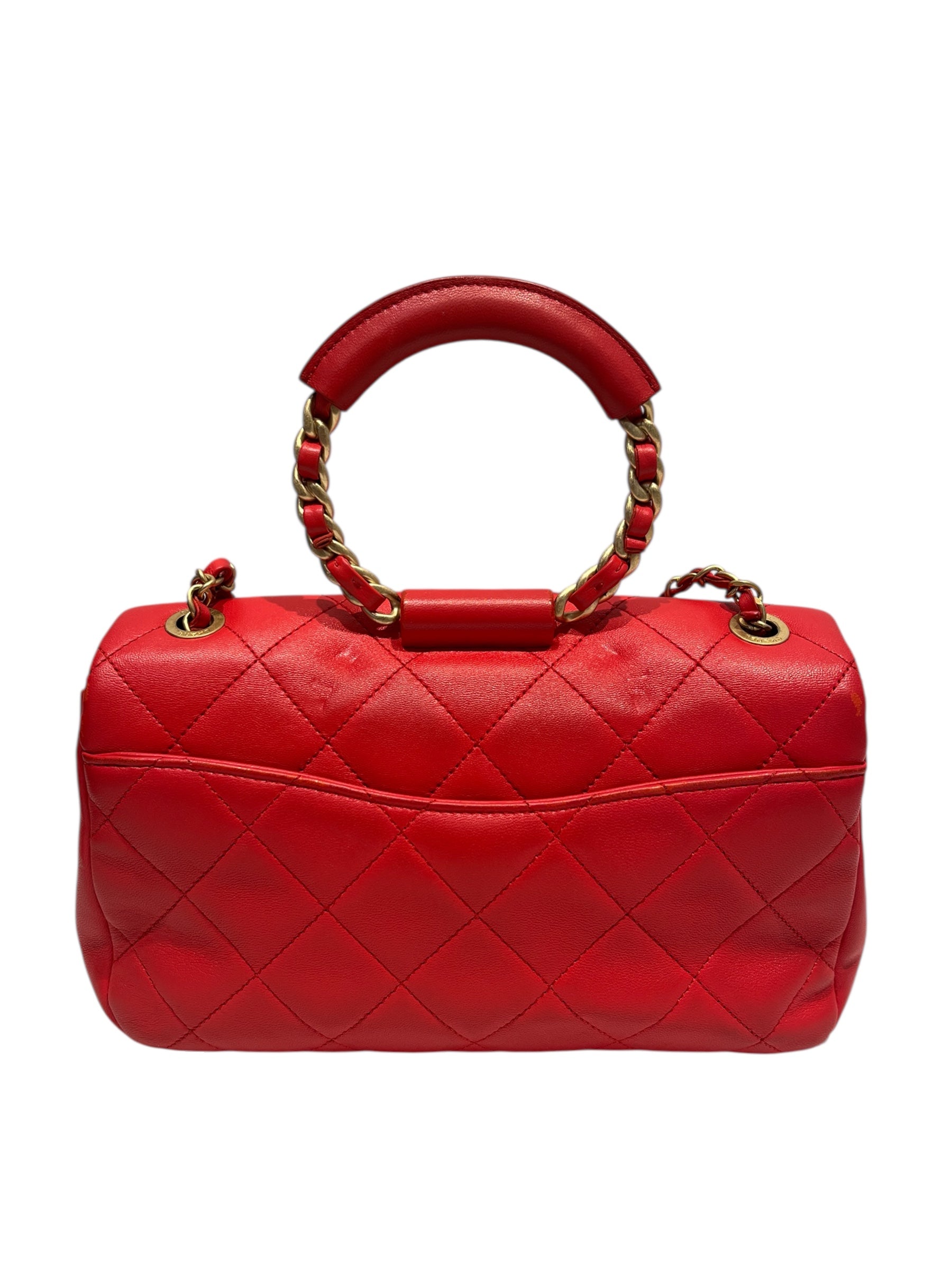 CHANEL/Cross Body Bag/Lambskin/RED/MINIFLAP/GOLDHARDWARE/CLASSIC view 2